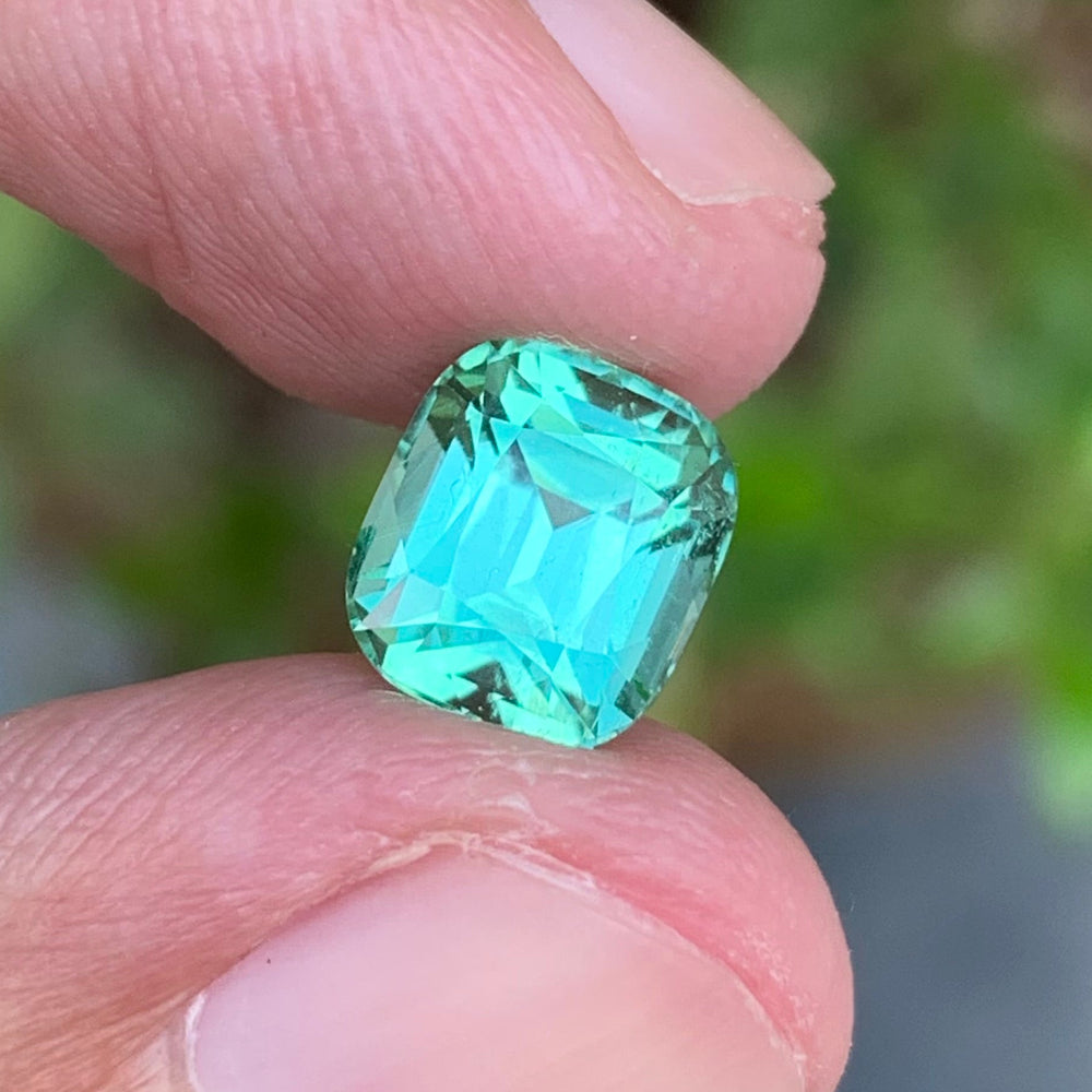 2.65 Carats Natural Cushion Cut Green Seafoam Tourmaline - Loose Afghan Stone For Jewelry Making