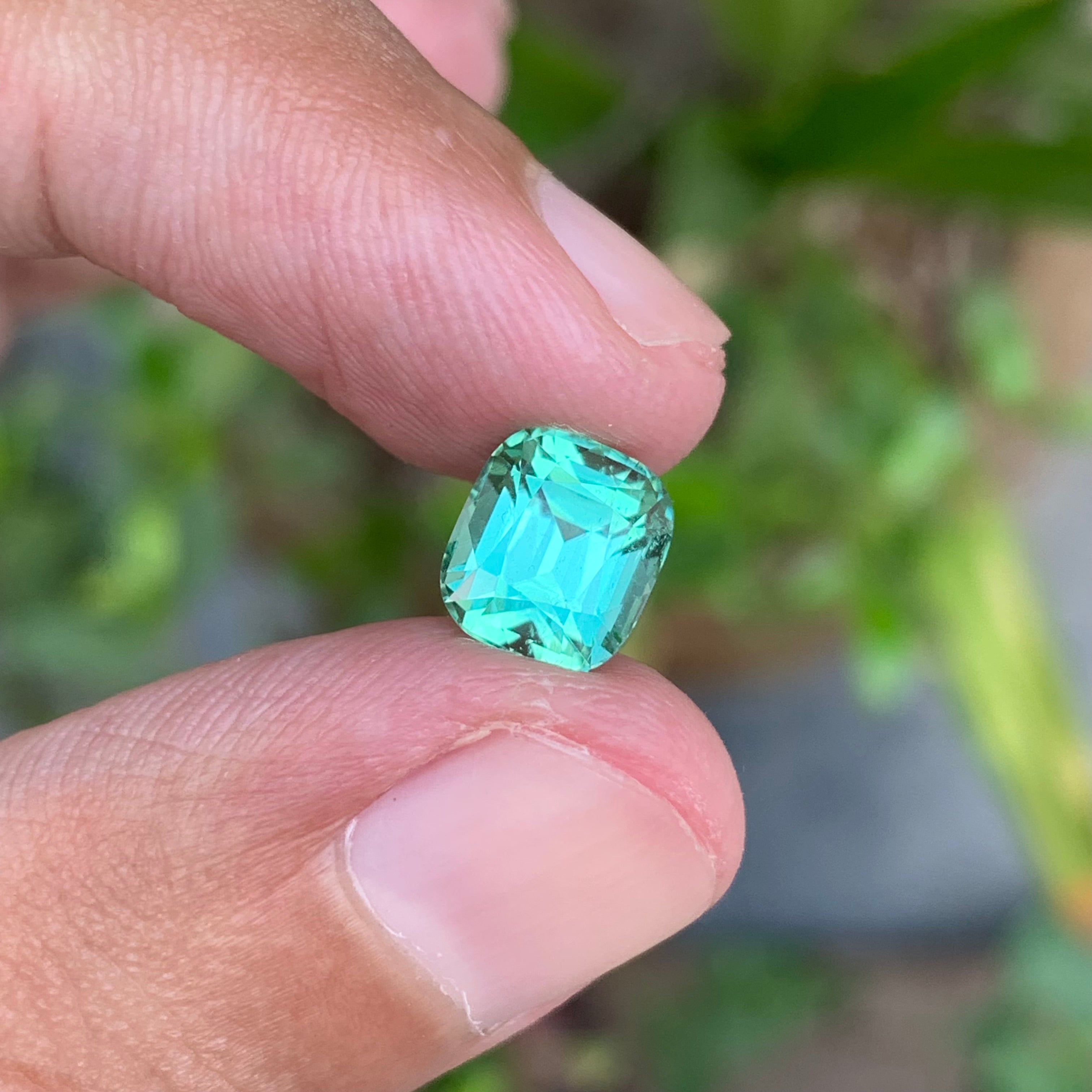 2.65 Carats Natural Cushion Cut Green Seafoam Tourmaline - Loose Afghan Stone For Jewelry Making