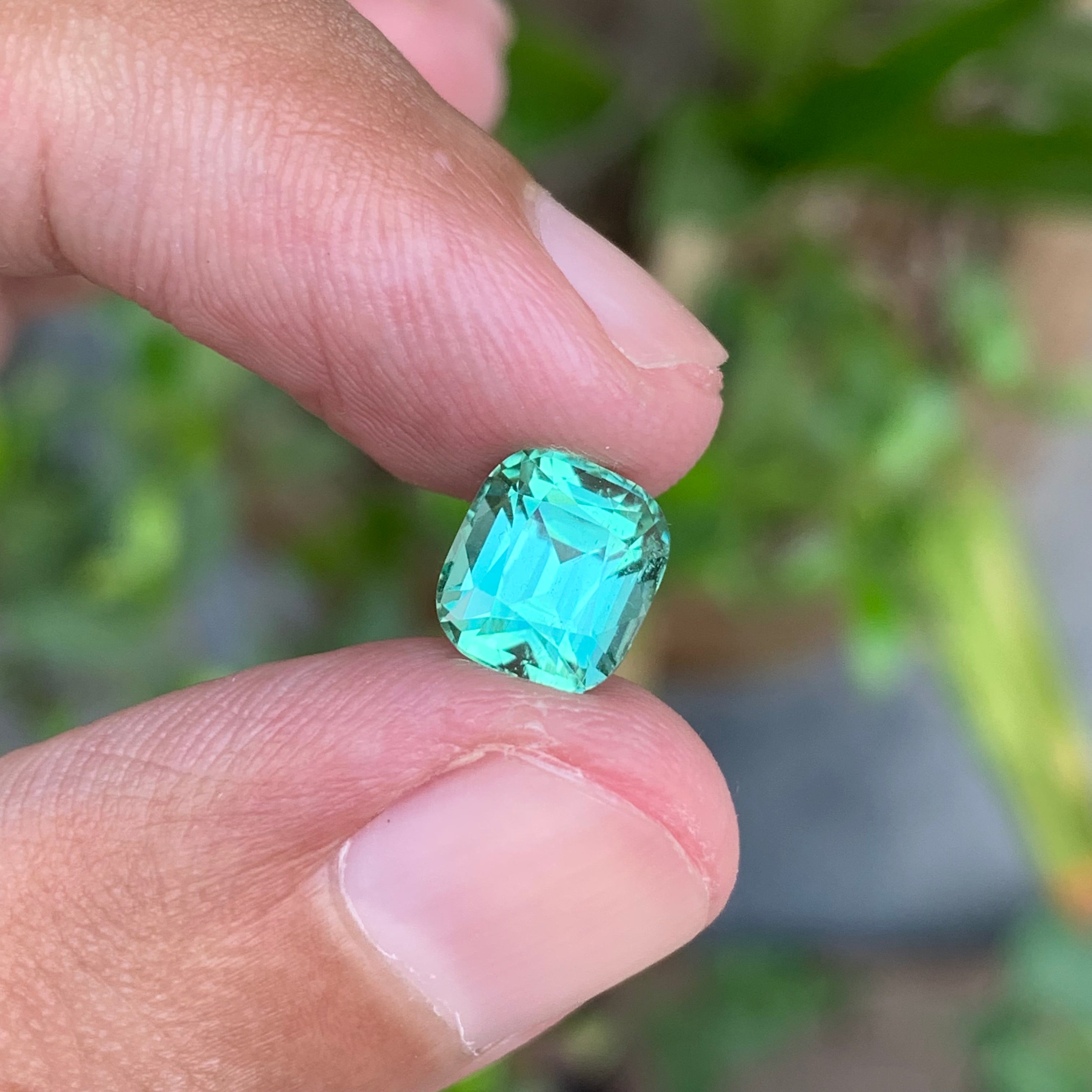 2.65 Carats Natural Cushion Cut Green Seafoam Tourmaline - Loose Afghan Stone For Jewelry Making