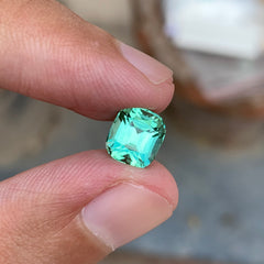 2.65 Carats Natural Cushion Cut Green Seafoam Tourmaline - Loose Afghan Stone For Jewelry Making