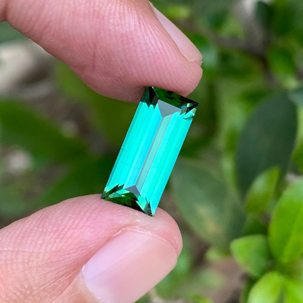3.70 Carats Natural Bluish Green Tourmaline Baguette Cut Stone - Loose Afghan Gemstone