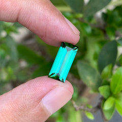 3.70 Carats Natural Bluish Green Tourmaline Baguette Cut Stone - Loose Afghan Gemstone