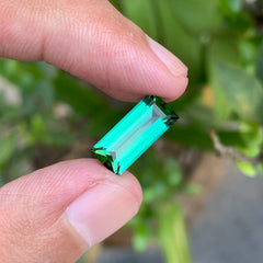 3.70 Carats Natural Bluish Green Tourmaline Baguette Cut Stone - Loose Afghan Gemstone