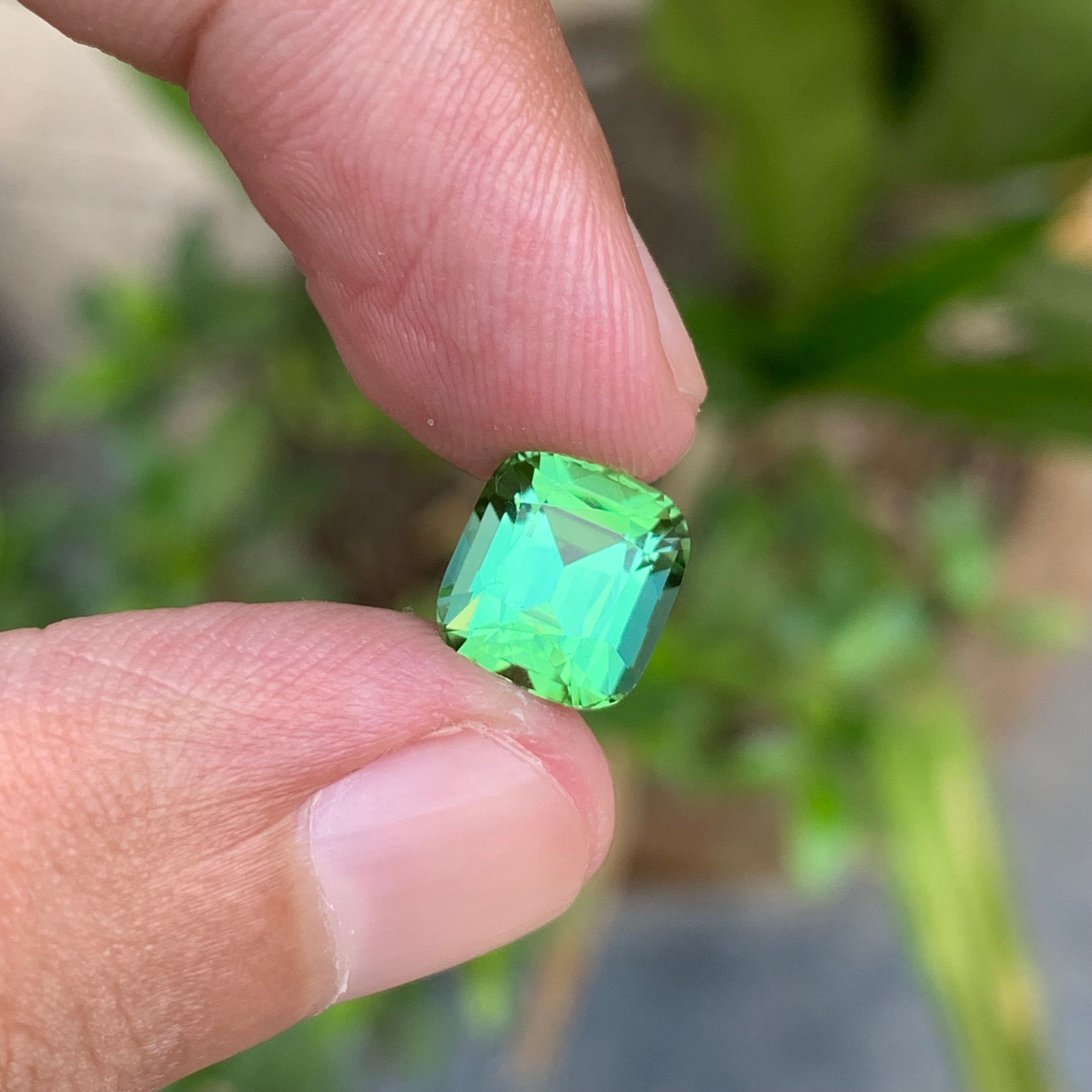 3.30 Carats Cushion Cut Mint Green Tourmaline - Natural Loose Afghan Gemstone For Jewelry