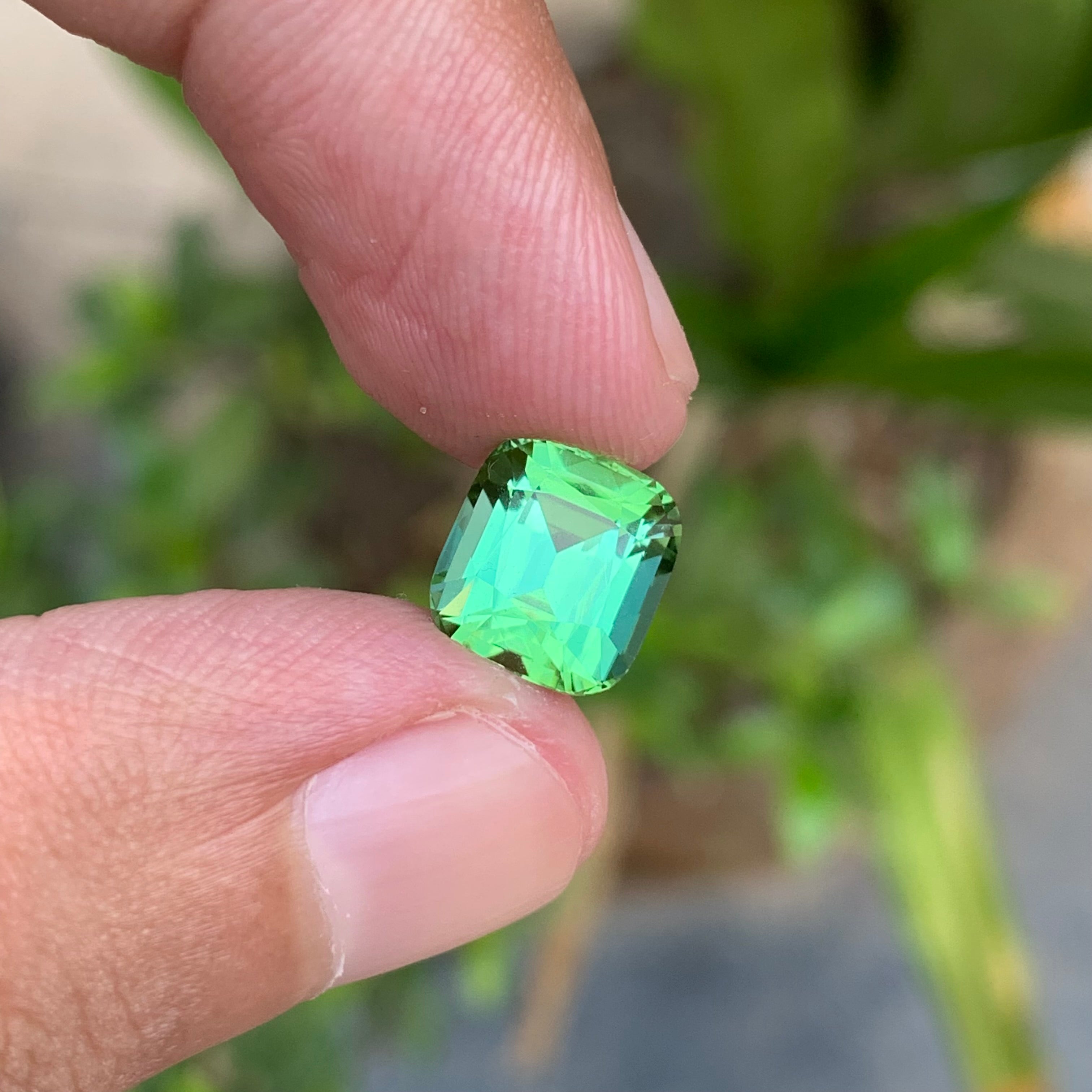 3.30 Carats Cushion Cut Mint Green Tourmaline - Natural Loose Afghan Gemstone For Jewelry
