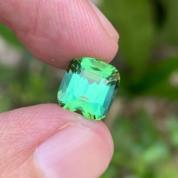 3.30 Carats Cushion Cut Mint Green Tourmaline - Natural Loose Afghan Gemstone For Jewelry