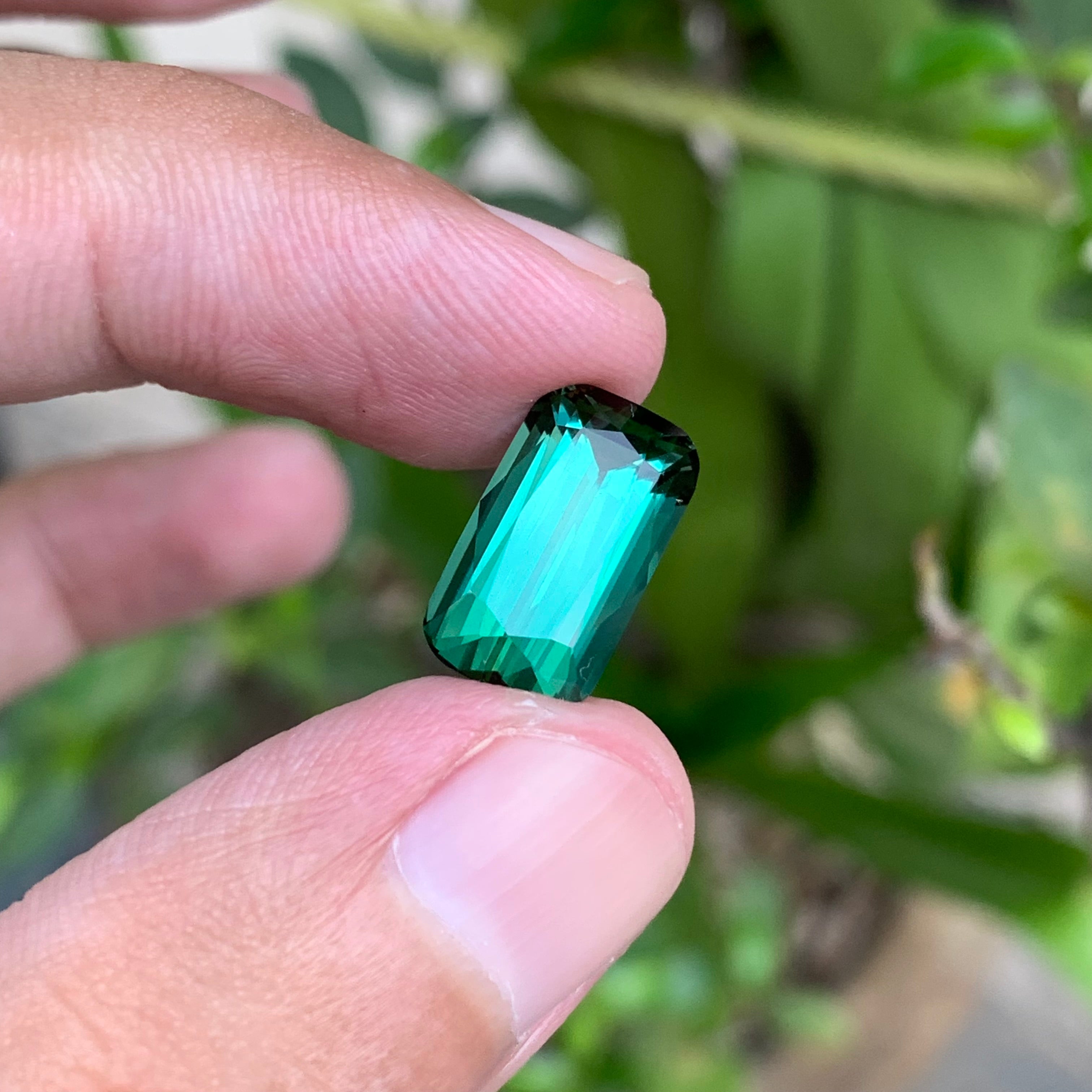 6.20 Carat Loupe Clean Bluish Green Tourmaline Cushion Gemstone – Natural Afghan Stone For Jewelry