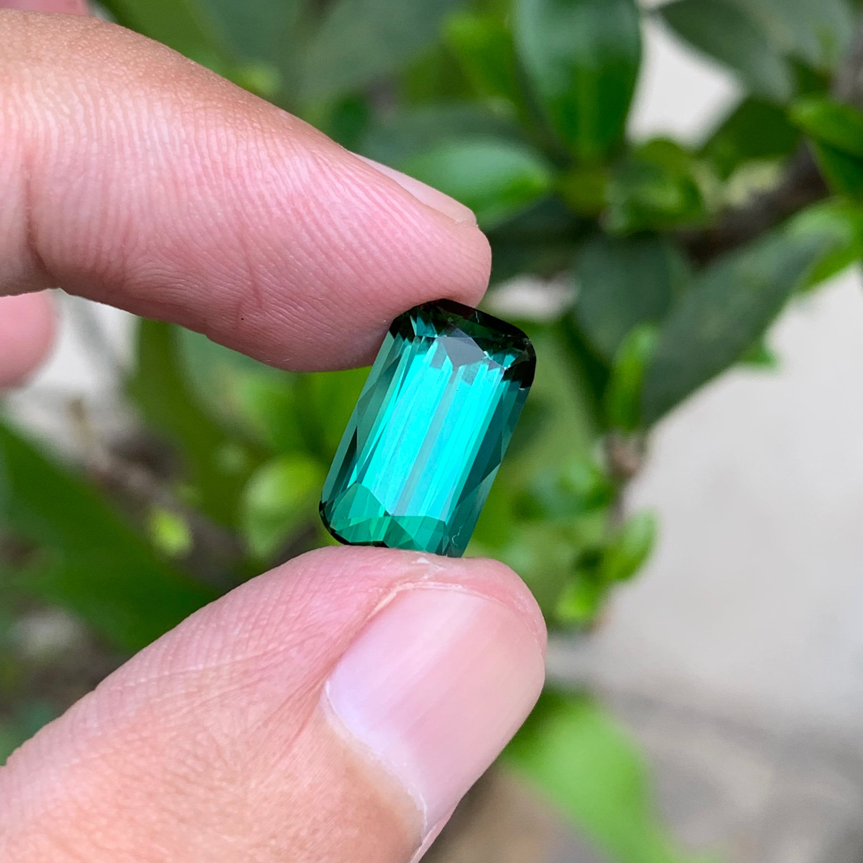 6.20 Carat Loupe Clean Bluish Green Tourmaline Cushion Gemstone – Natural Afghan Stone For Jewelry