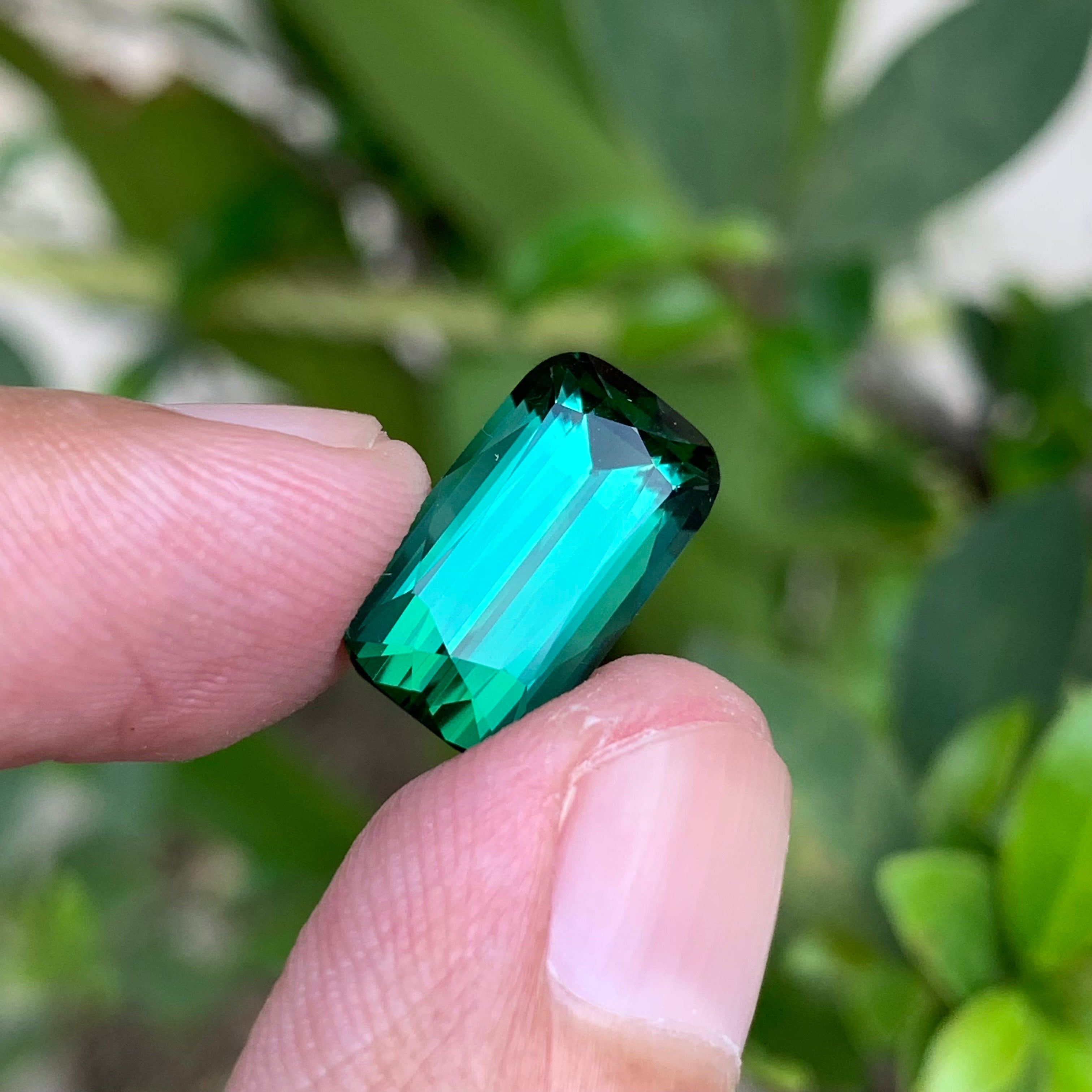 6.20 Carat Loupe Clean Bluish Green Tourmaline Cushion Gemstone – Natural Afghan Stone For Jewelry