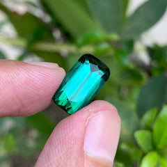 6.20 Carat Loupe Clean Bluish Green Tourmaline Cushion Gemstone – Natural Afghan Stone For Jewelry