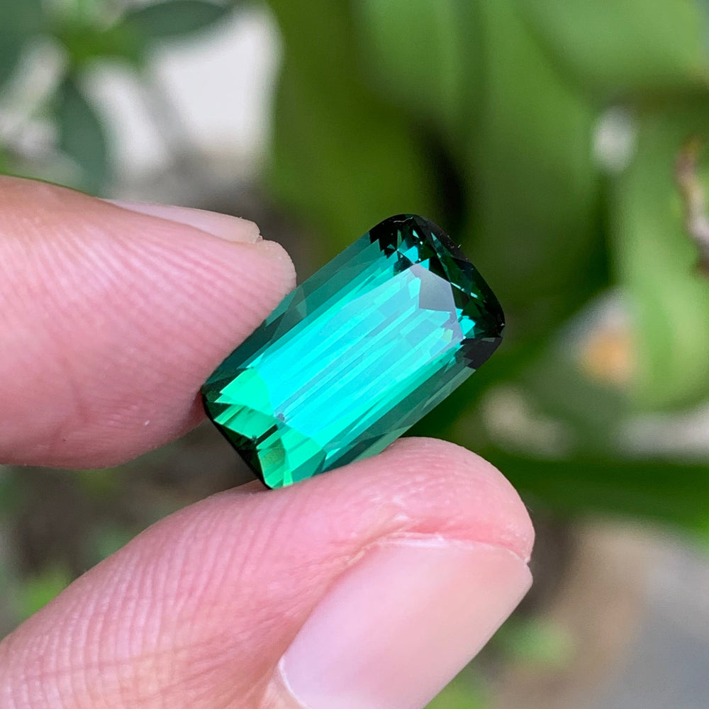 6.20 Carat Loupe Clean Bluish Green Tourmaline Cushion Gemstone – Natural Afghan Stone For Jewelry