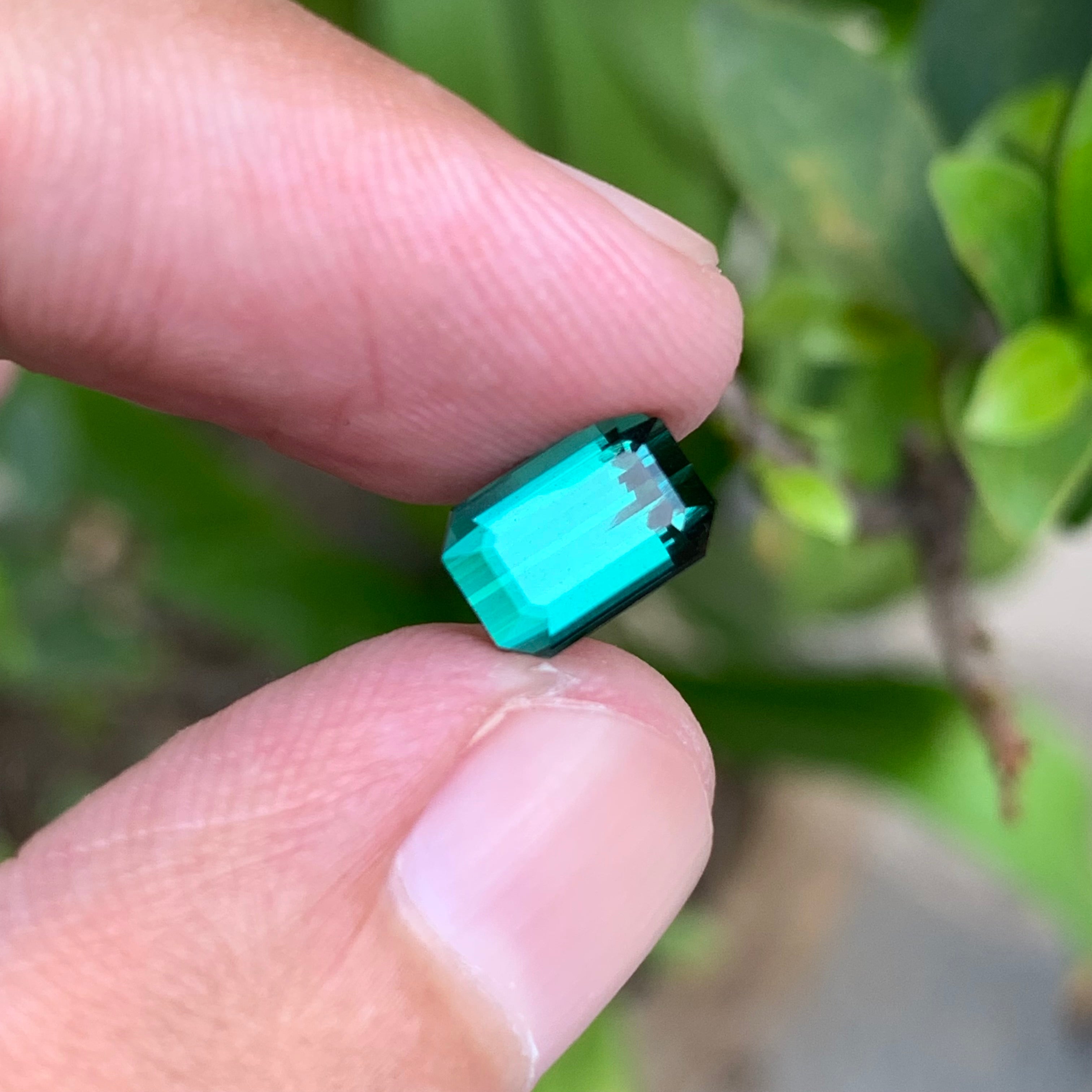 2.15 Carats Loupe Clean Bluish Green Tourmaline - Natural Emerald Shape Afghan Stone For Rings