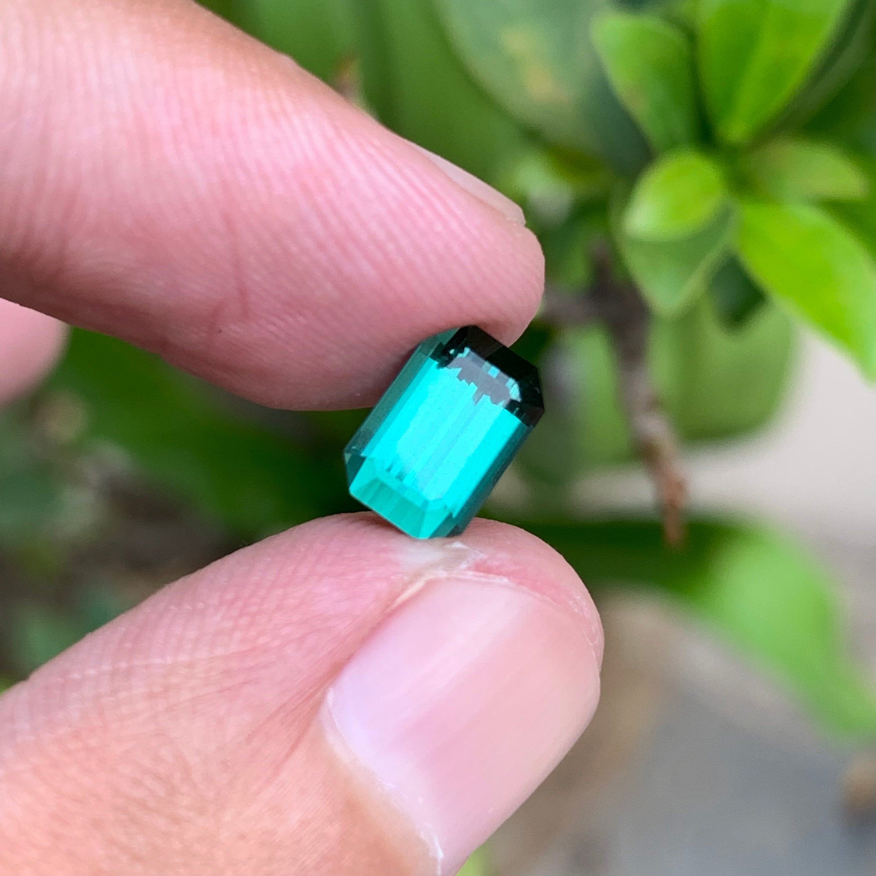 2.15 Carats Loupe Clean Bluish Green Tourmaline - Natural Emerald Shape Afghan Stone For Rings