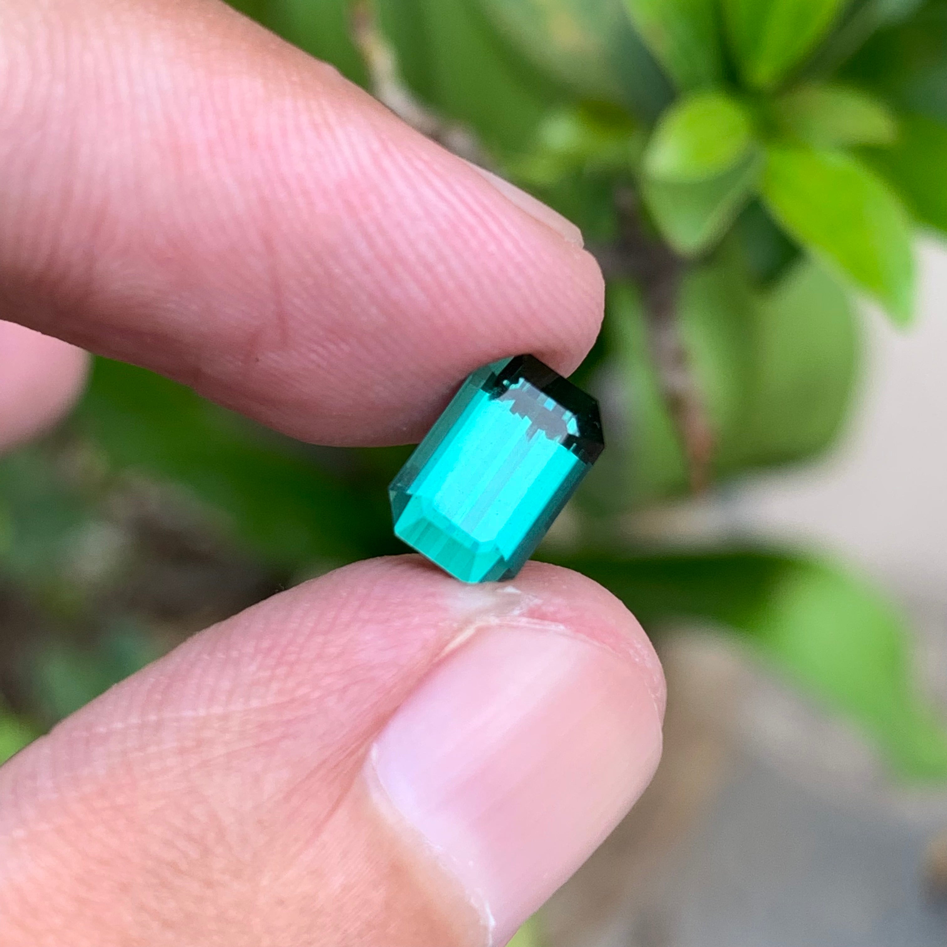 2.15 Carats Loupe Clean Bluish Green Tourmaline - Natural Emerald Shape Afghan Stone For Rings