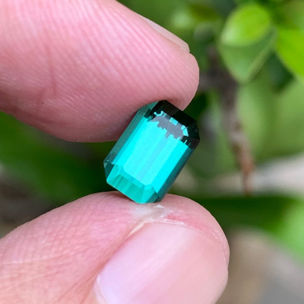 2.15 Carats Loupe Clean Bluish Green Tourmaline - Natural Emerald Shape Afghan Stone For Rings