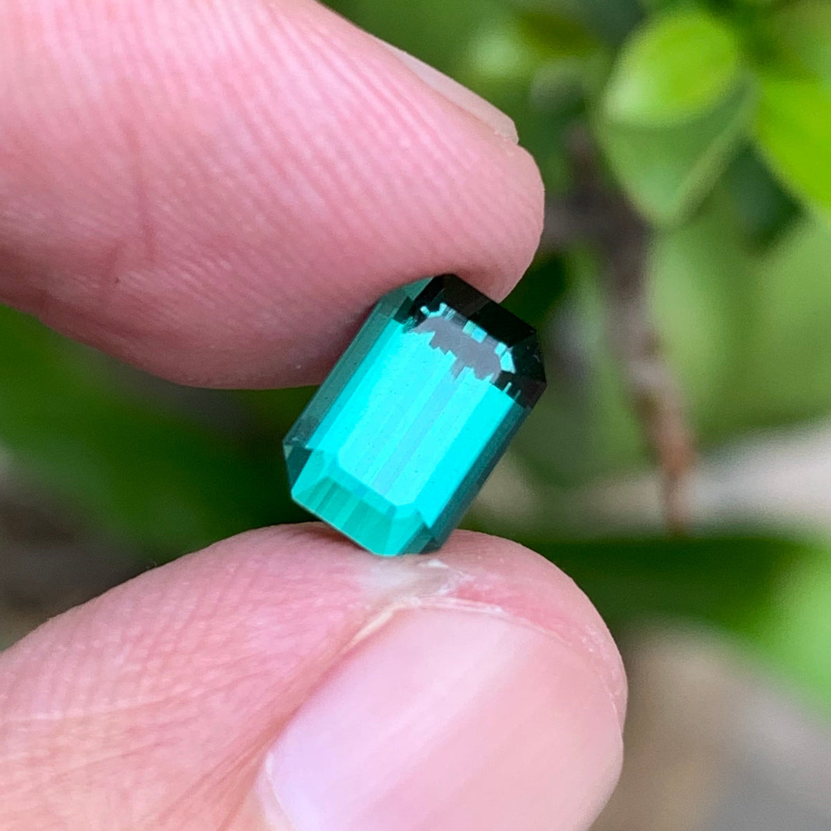 2.15 Carats Loupe Clean Bluish Green Tourmaline - Natural Emerald Shape Afghan Stone For Rings