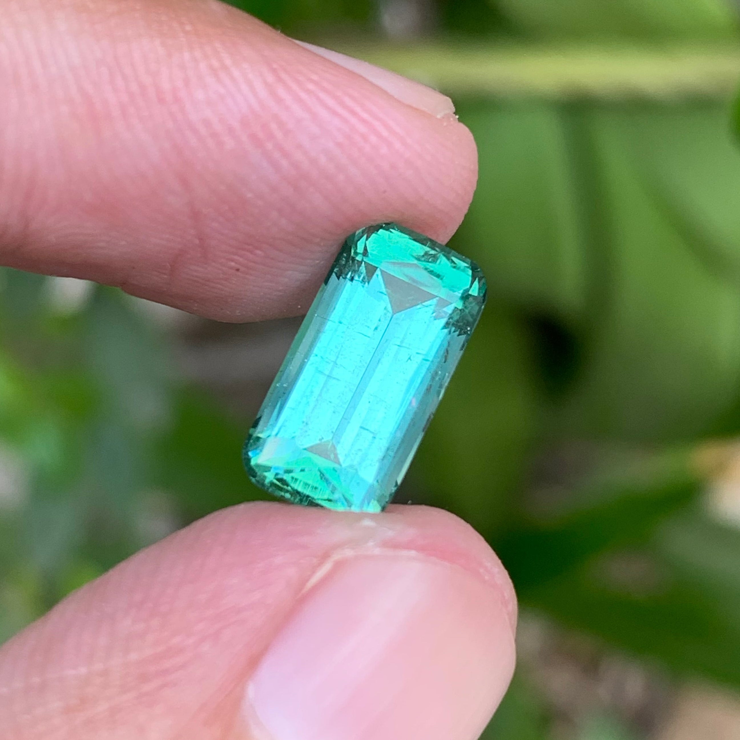 3.65 Carats Natural Neon Mint Color Tourmaline Cushion Shape Stone - Loose Afghan Stone