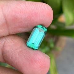 3.65 Carats Natural Neon Mint Color Tourmaline Cushion Shape Stone - Loose Afghan Stone