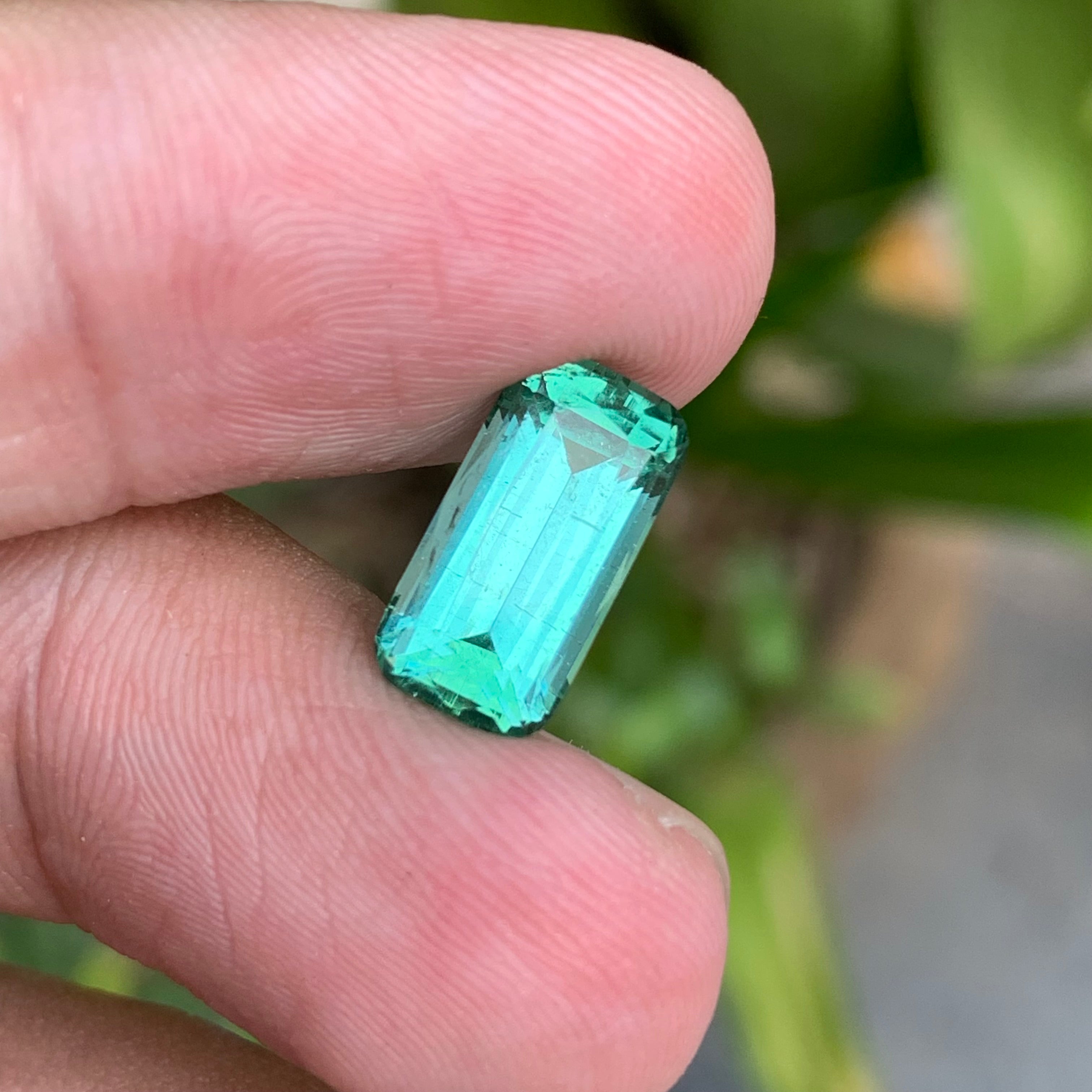 3.65 Carats Natural Neon Mint Color Tourmaline Cushion Shape Stone - Loose Afghan Stone