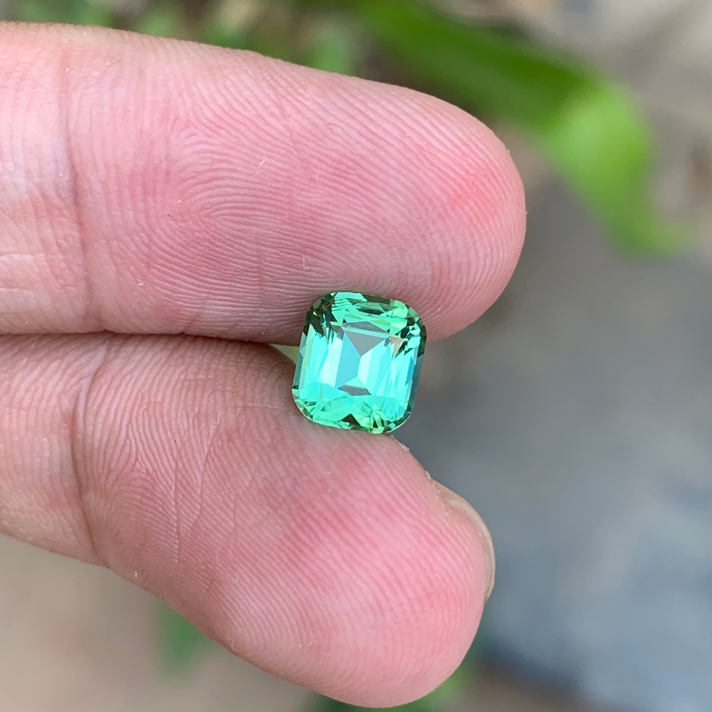 1.65 Carats Mint Green Tourmaline Cushion Cut - Natural Loose Afghan Gemstone For Jewelry