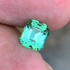 1.65 Carats Mint Green Tourmaline Cushion Cut - Natural Loose Afghan Gemstone For Jewelry