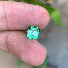 1.65 Carats Mint Green Tourmaline Cushion Cut - Natural Loose Afghan Gemstone For Jewelry