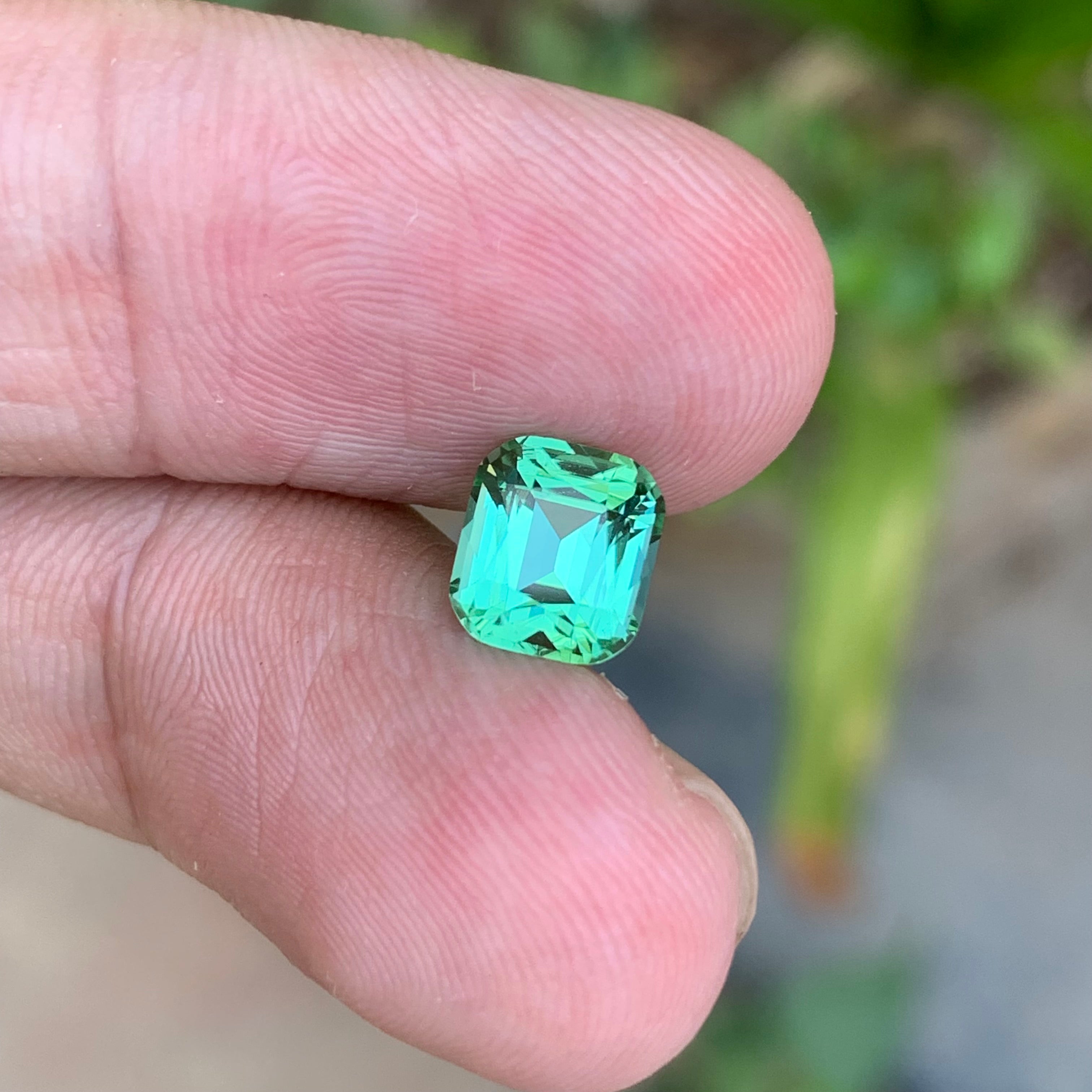 1.65 Carats Mint Green Tourmaline Cushion Cut - Natural Loose Afghan Gemstone For Jewelry
