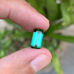 2.30 Carats Natural Bluish Green Tourmaline Emerald Cut - Loose Gemstone For rings