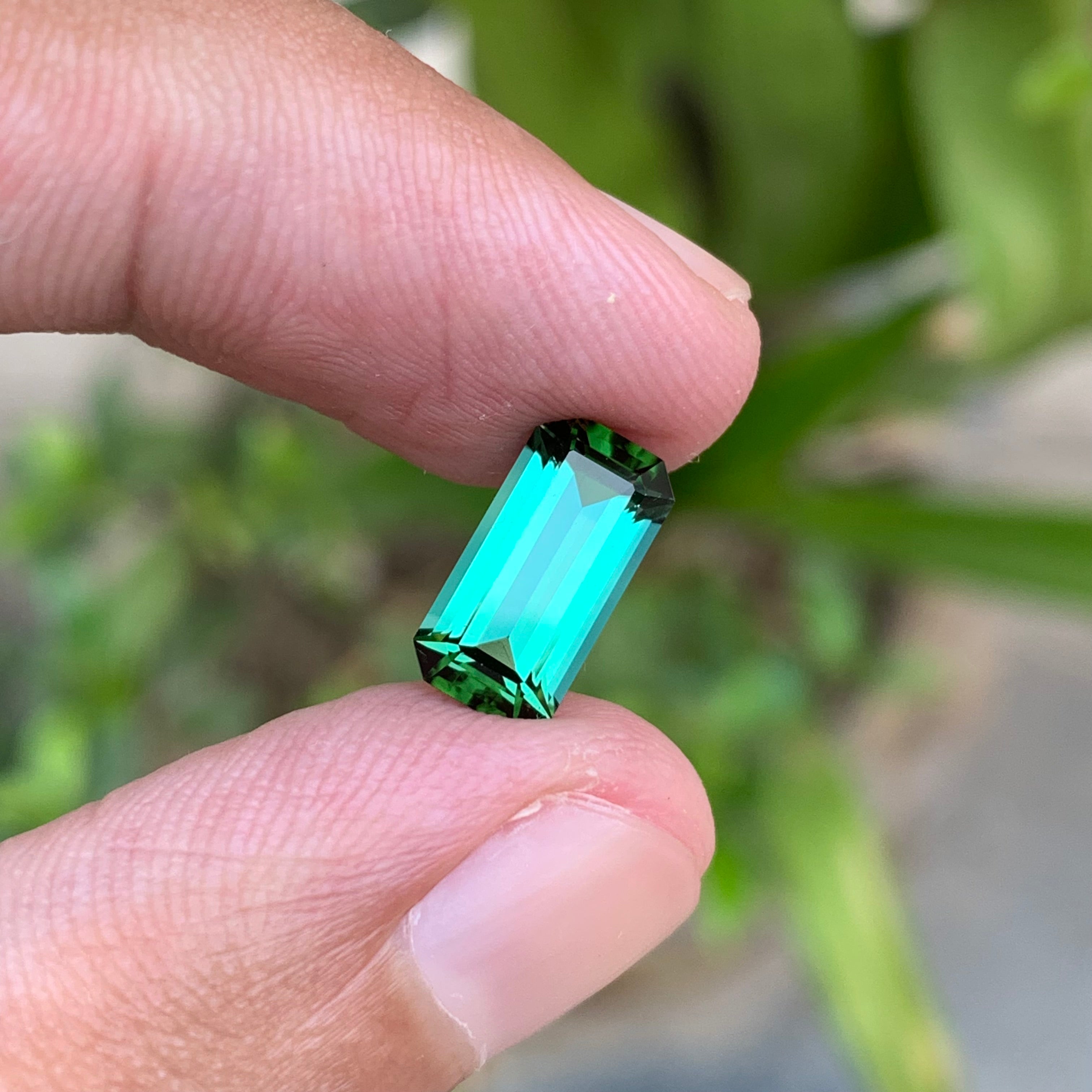 2.30 Carats Natural Bluish Green Tourmaline Emerald Cut - Loose Gemstone For rings