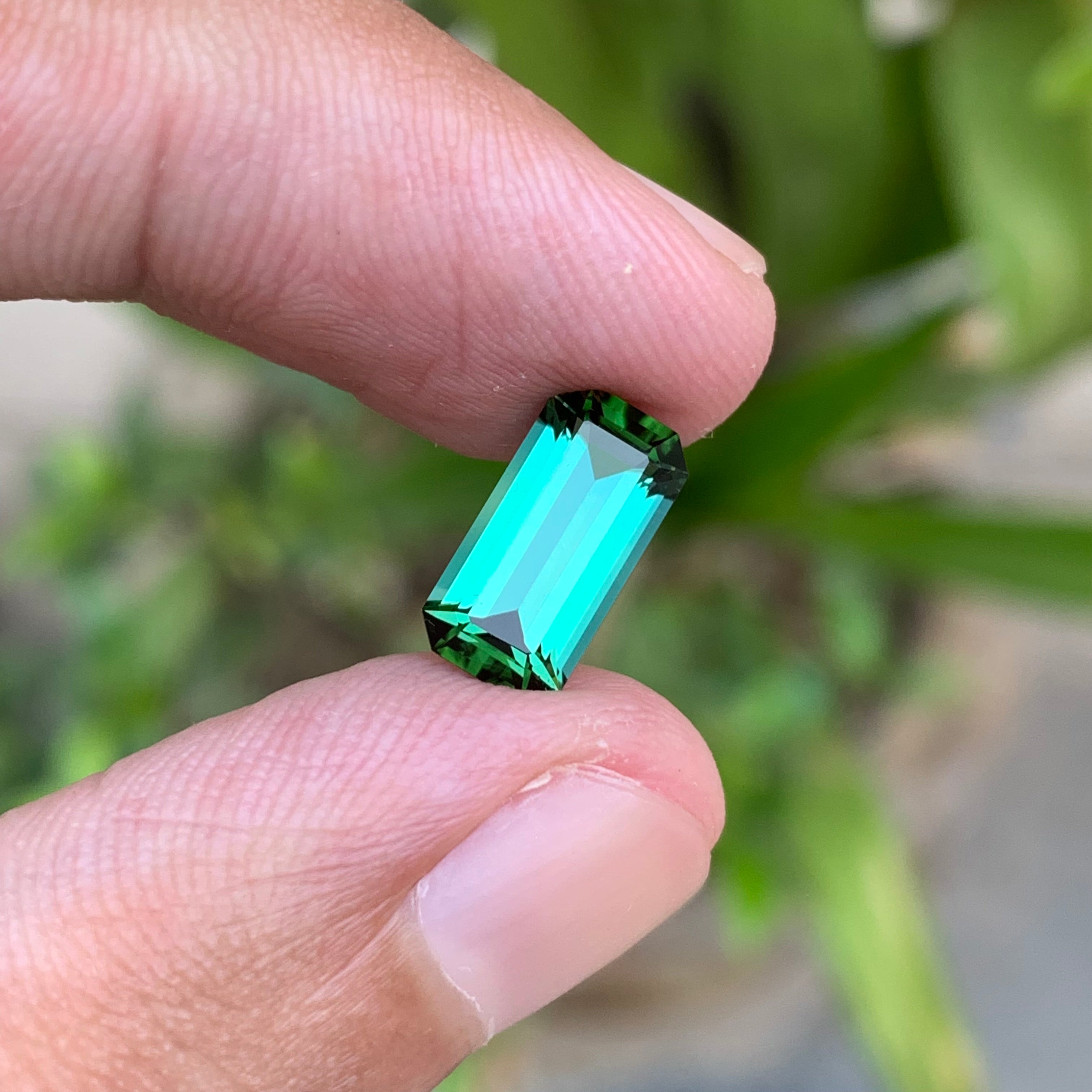 2.30 Carats Natural Bluish Green Tourmaline Emerald Cut - Loose Gemstone For rings