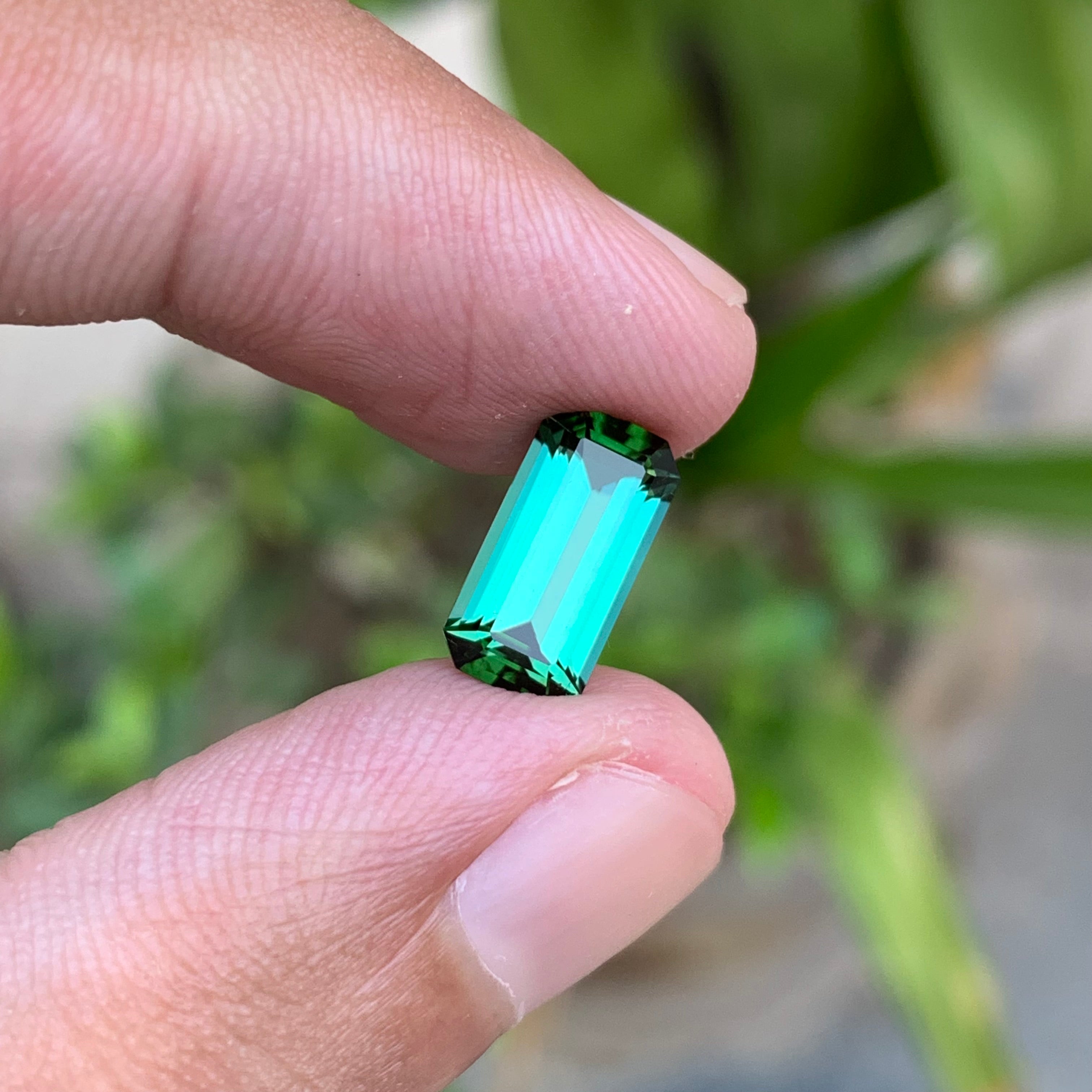 2.30 Carats Natural Bluish Green Tourmaline Emerald Cut - Loose Gemstone For rings