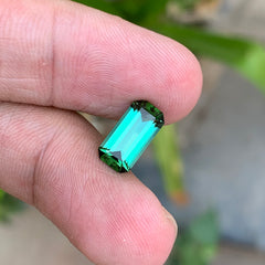 2.30 Carats Natural Bluish Green Tourmaline Emerald Cut - Loose Gemstone For rings