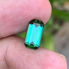 2.30 Carats Natural Bluish Green Tourmaline Emerald Cut - Loose Gemstone For rings