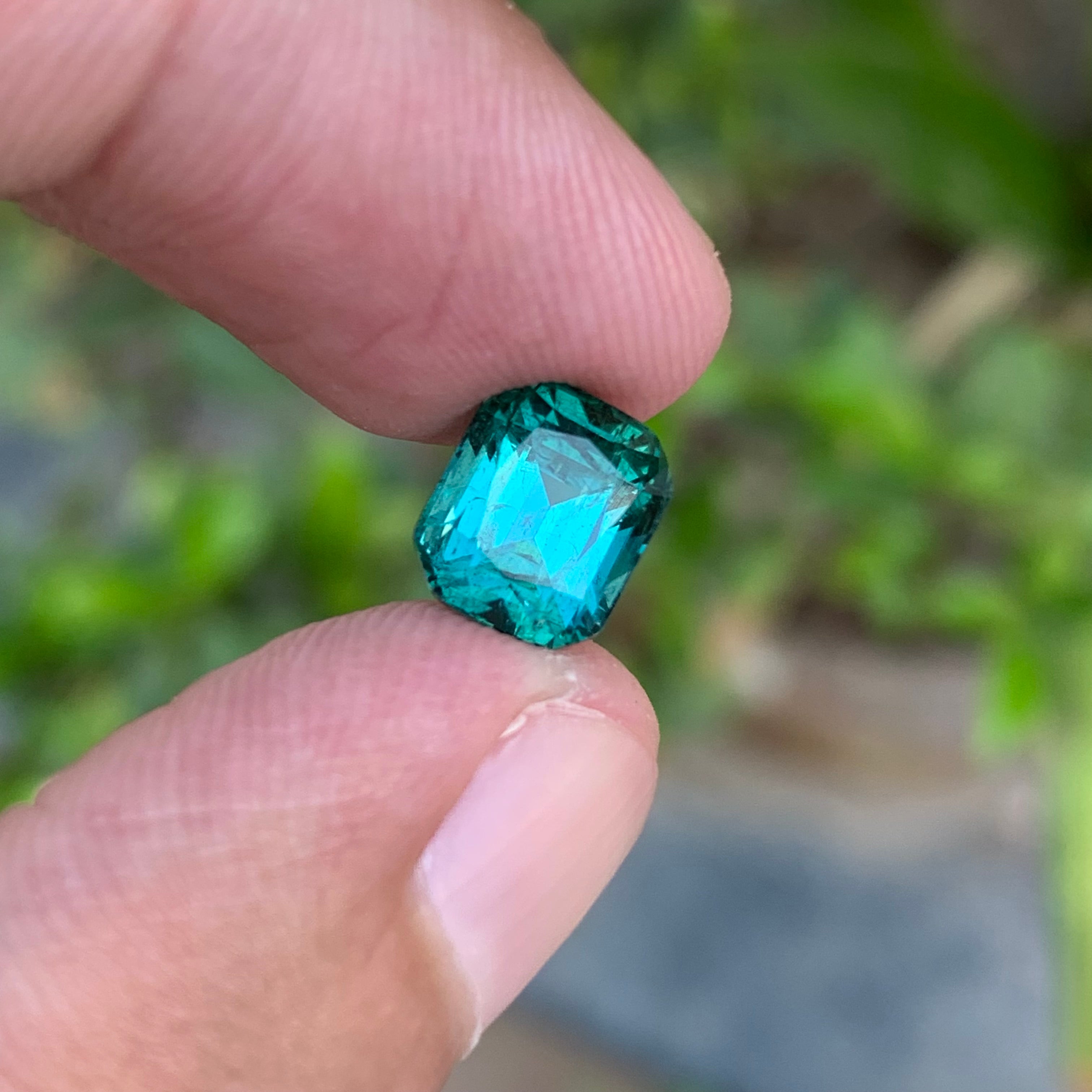 2.65 Carats Natural Blue Tourmaline Cushion Cut- Loose Afghan Gemstone For Jewelry