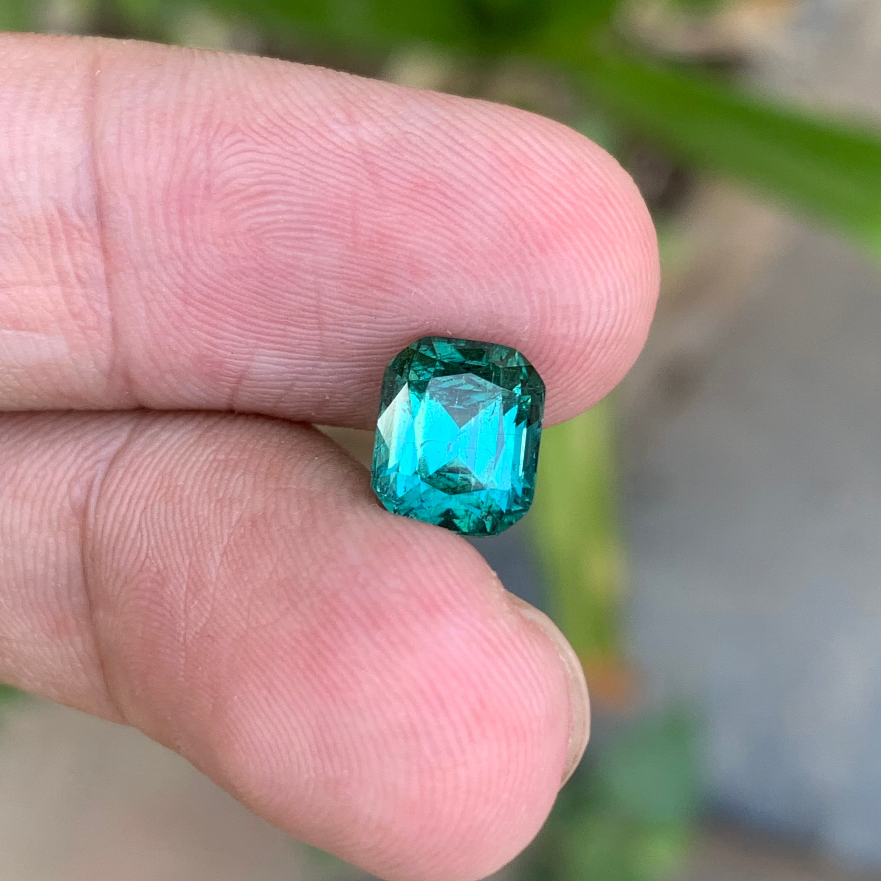 2.65 Carats Natural Blue Tourmaline Cushion Cut- Loose Afghan Gemstone For Jewelry