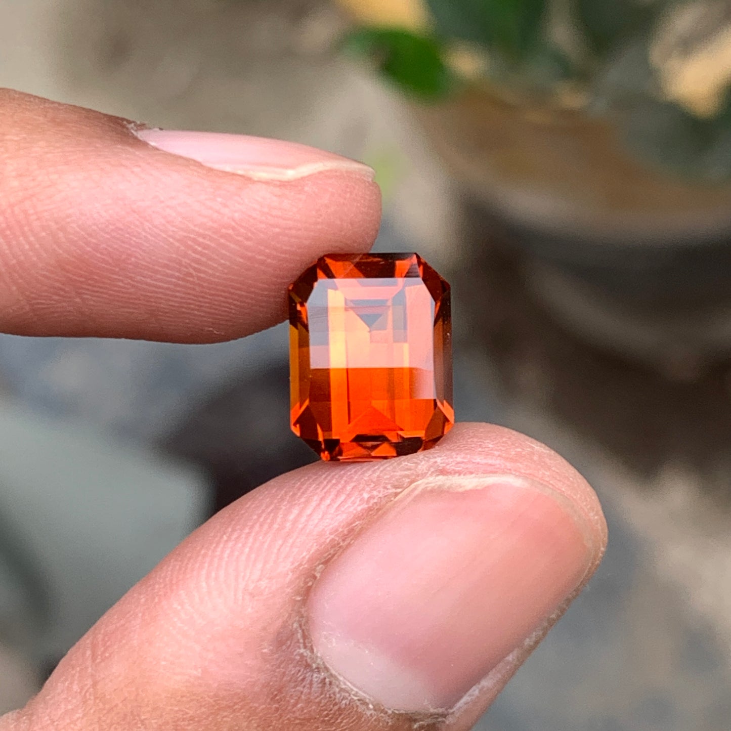 Dark Orange Pixel Cut Citrine