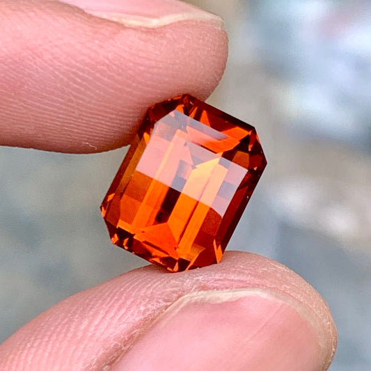 Dark Orange Pixel Cut Citrine