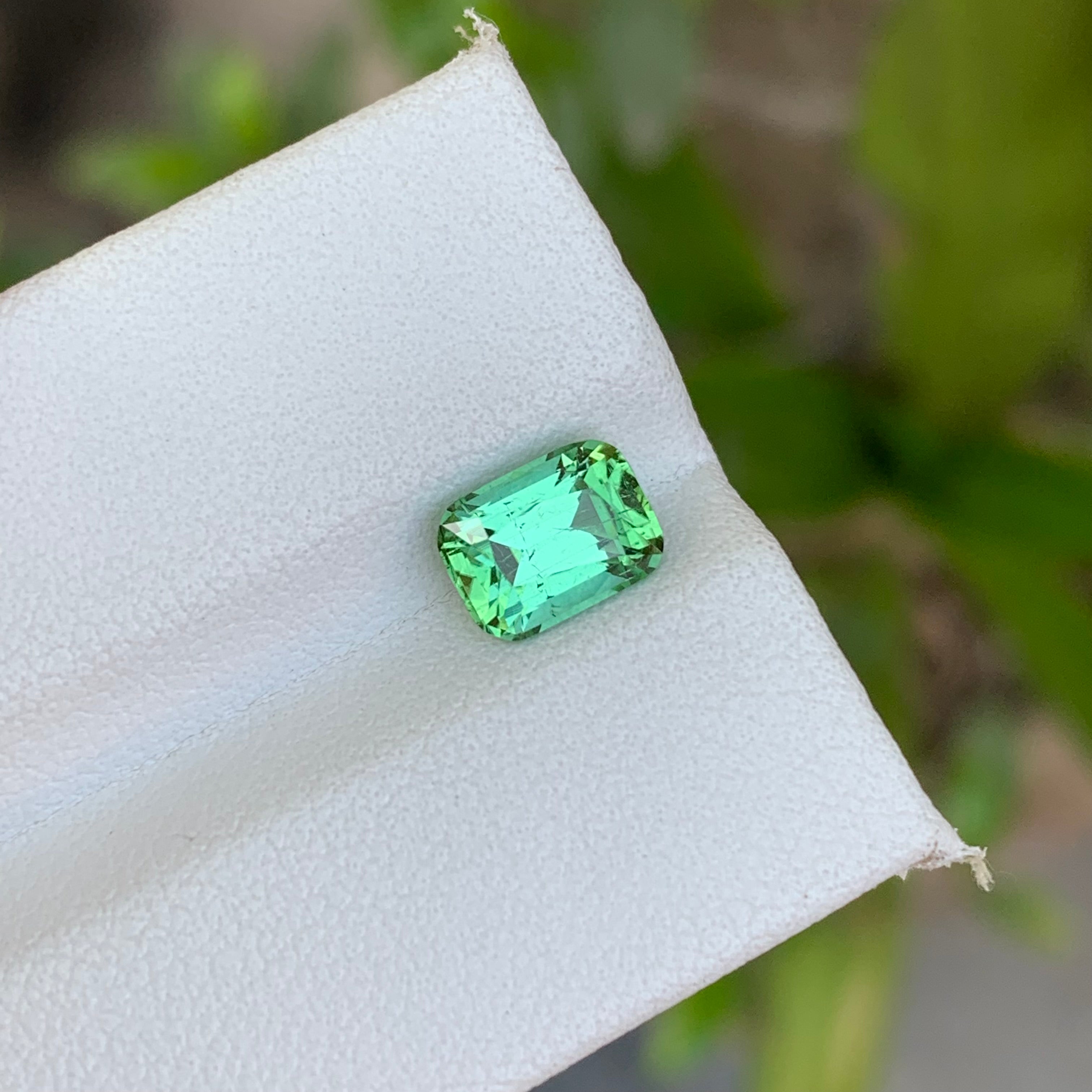 1.45 Carats Tourmaline Mint Green Cushion Cut Gemstone