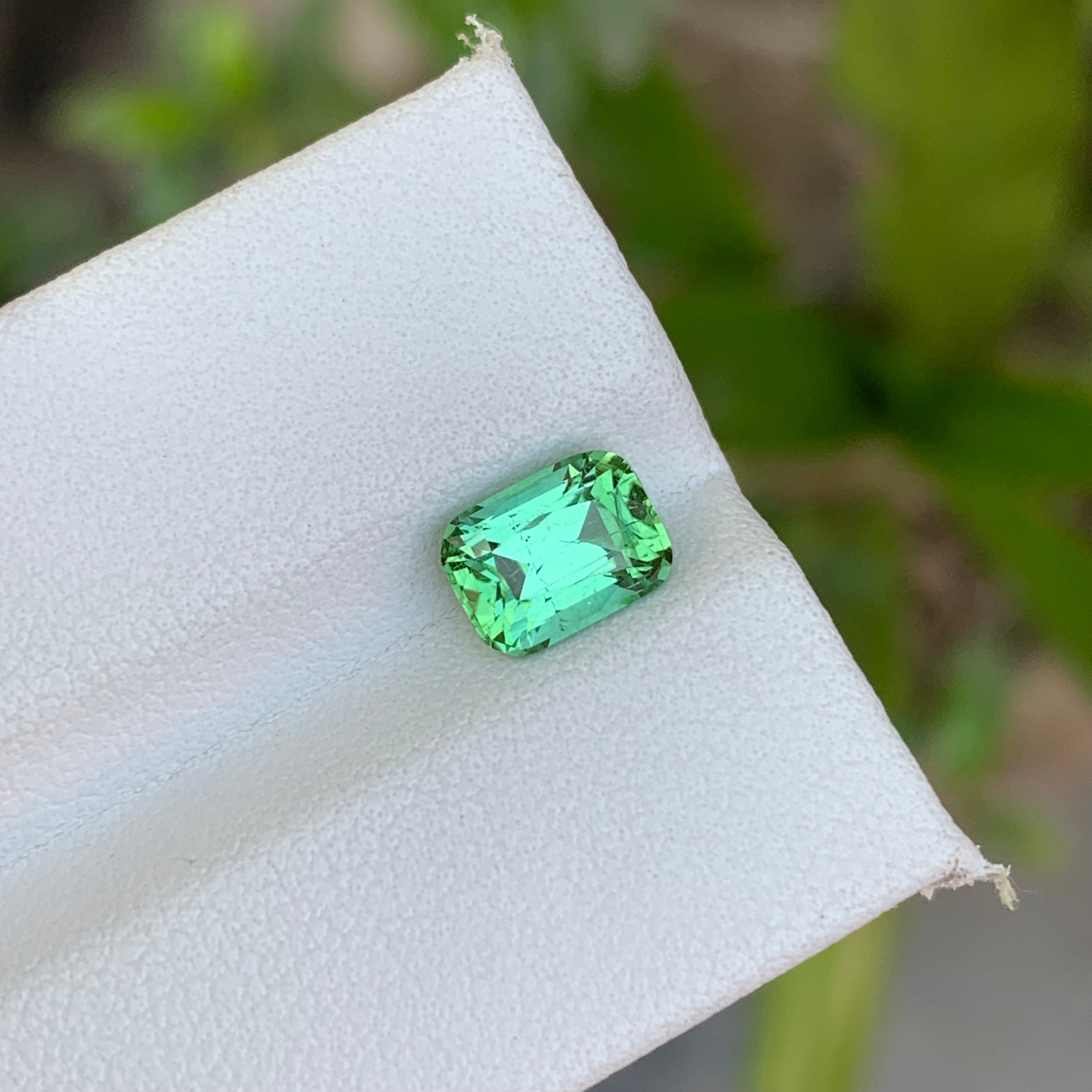 1.45 Carats Tourmaline Mint Green Cushion Cut Gemstone