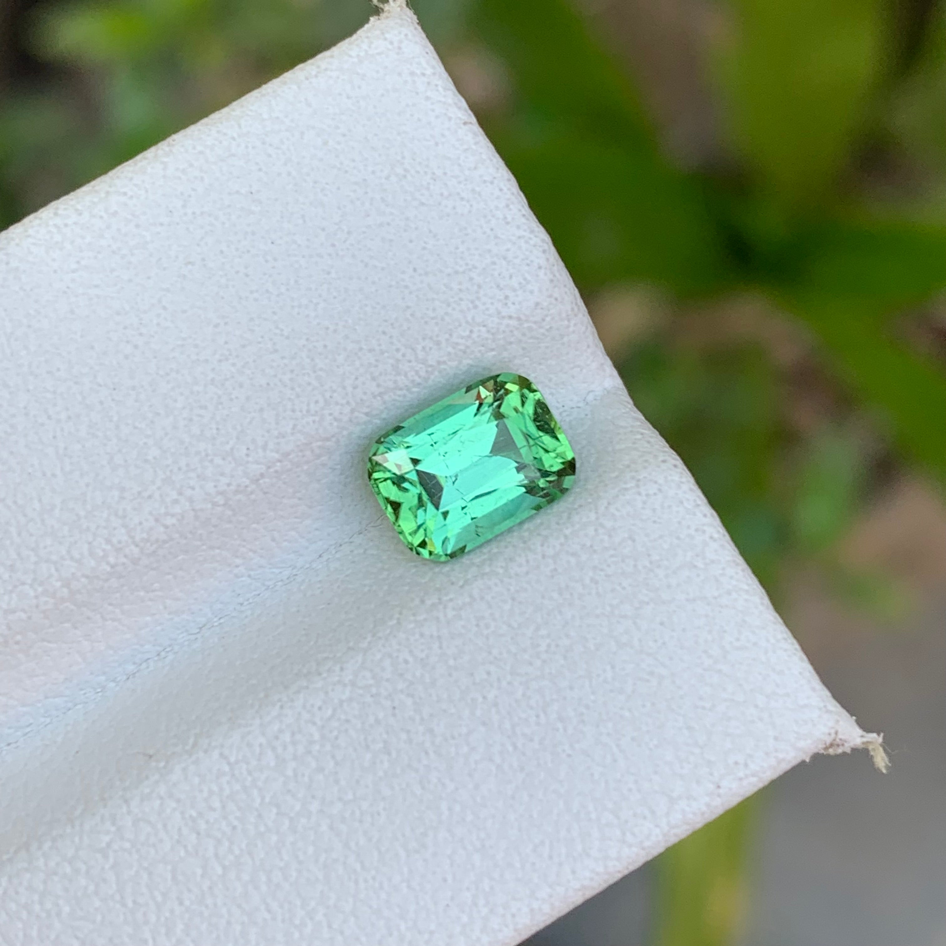 1.45 Carats Tourmaline Mint Green Cushion Cut Gemstone