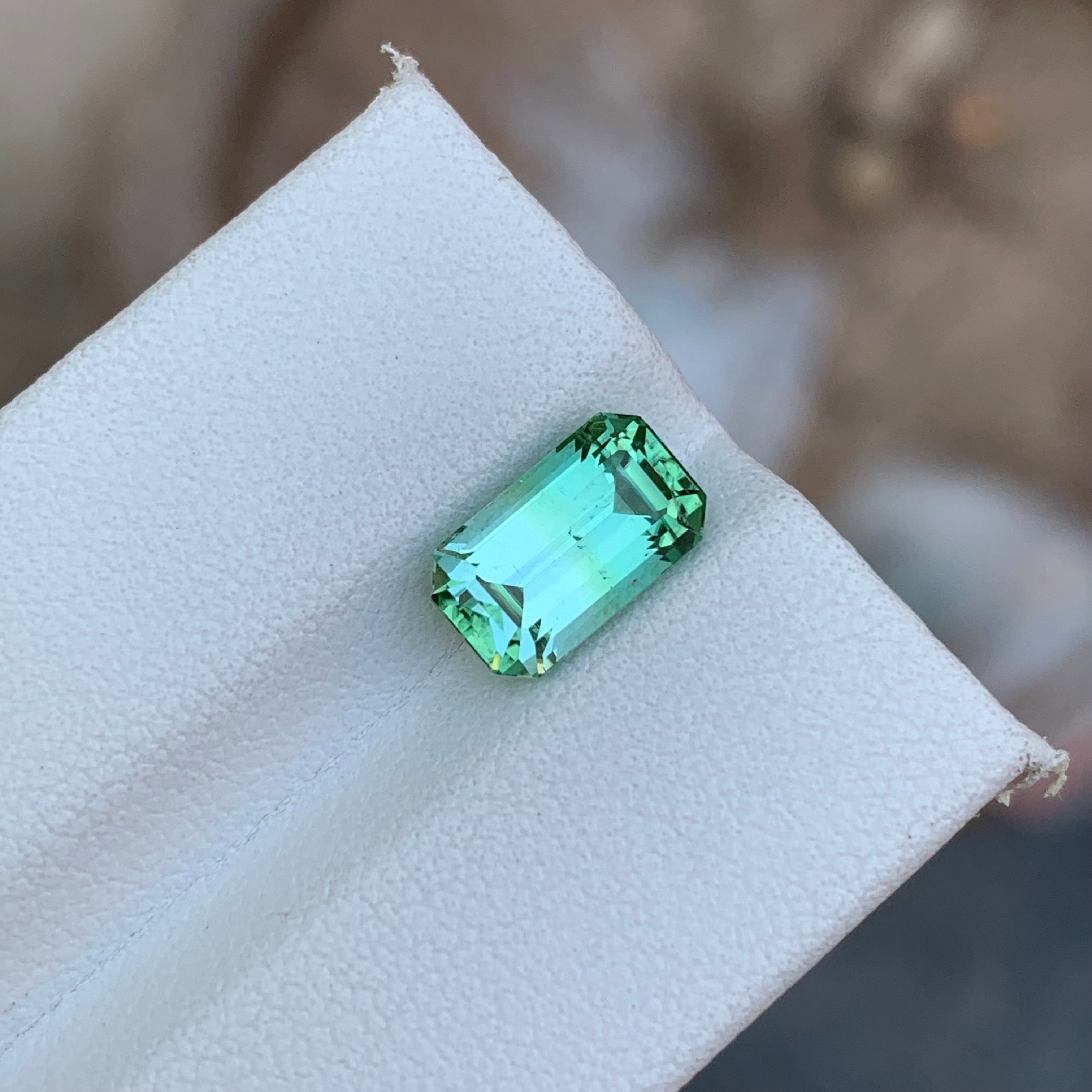 2.50 Carats Natural Seafoam Bicolor Tourmaline - Loose Emerald Cut Stone