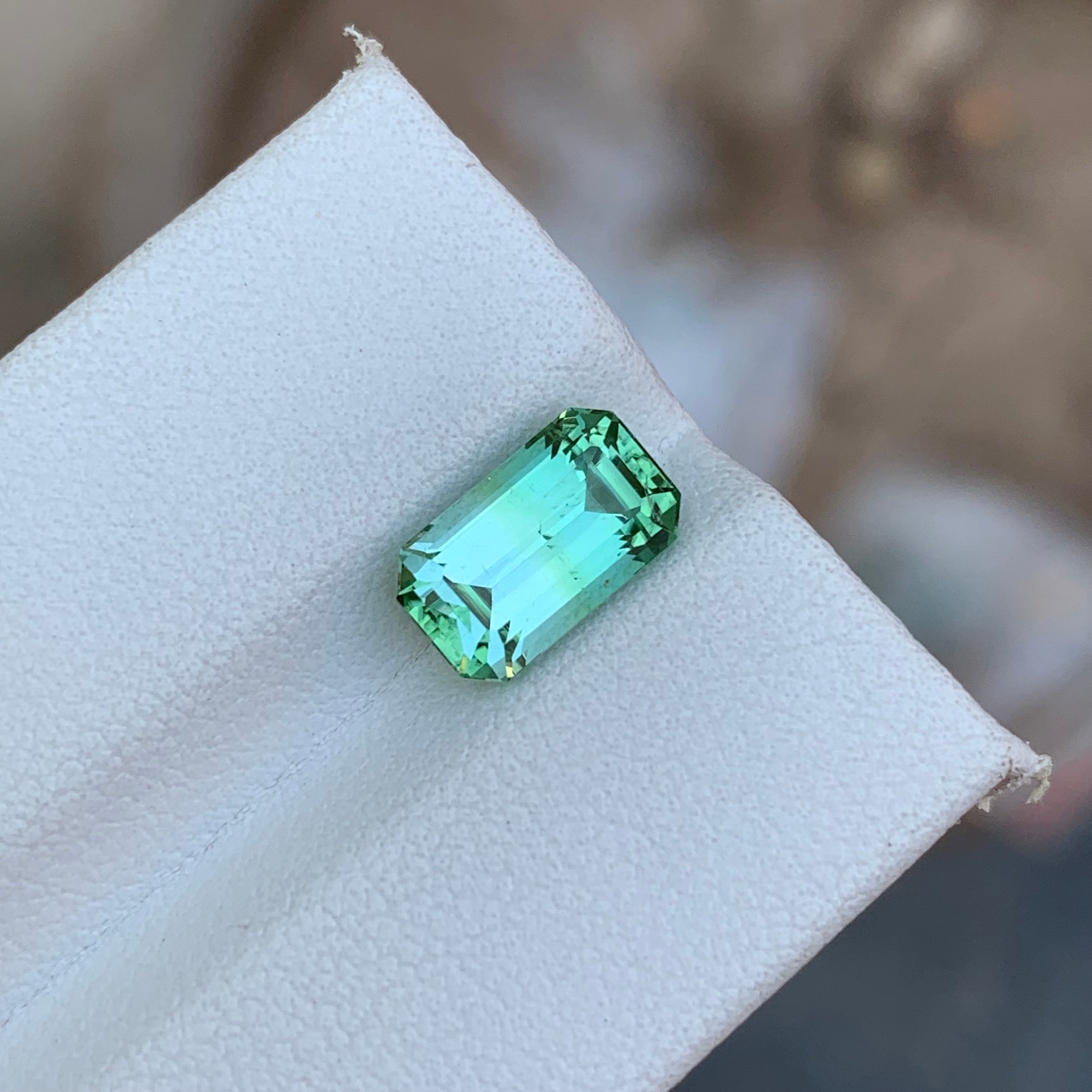 2.50 Carats Natural Seafoam Bicolor Tourmaline - Loose Emerald Cut Stone