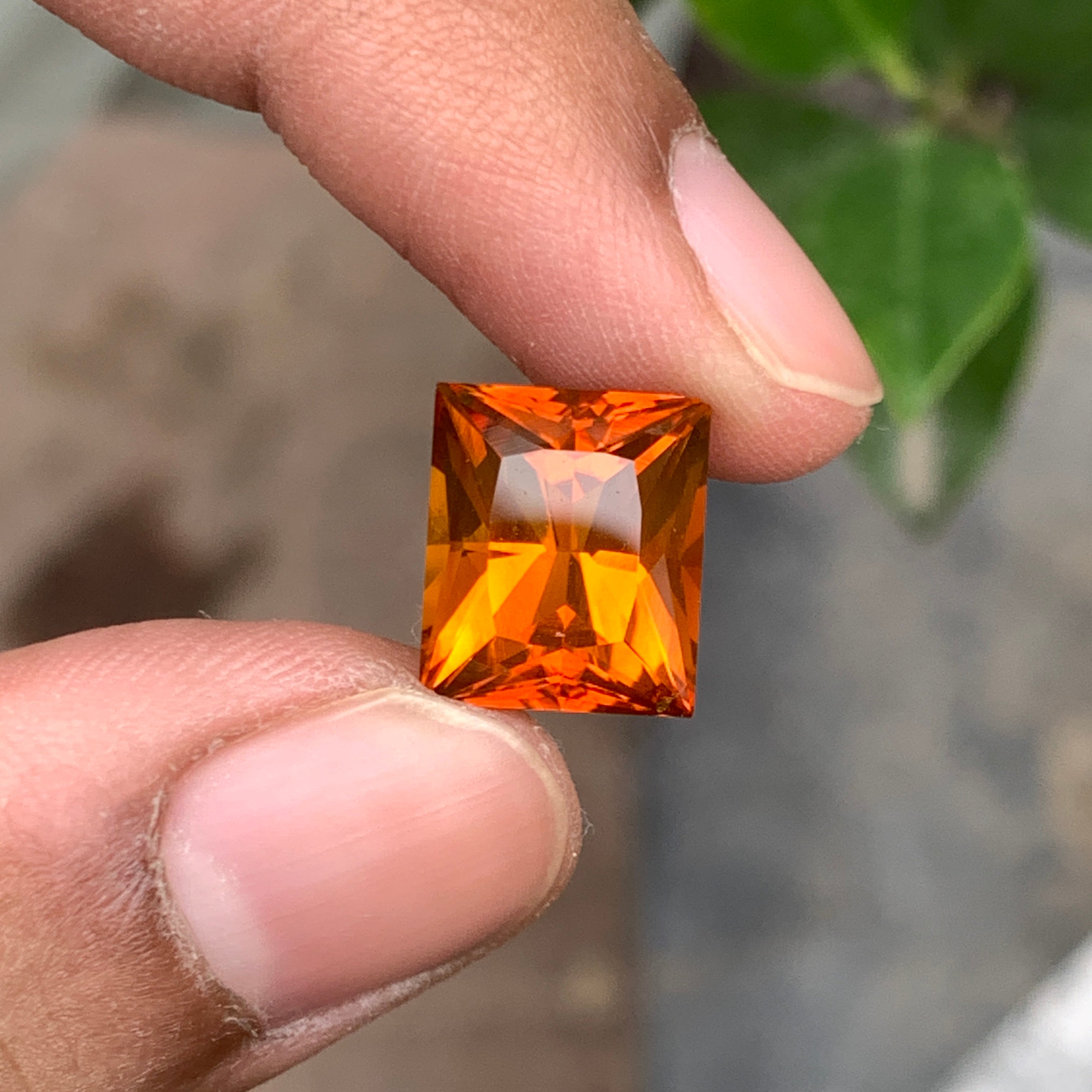 Mandarin Citrine Princess Cut