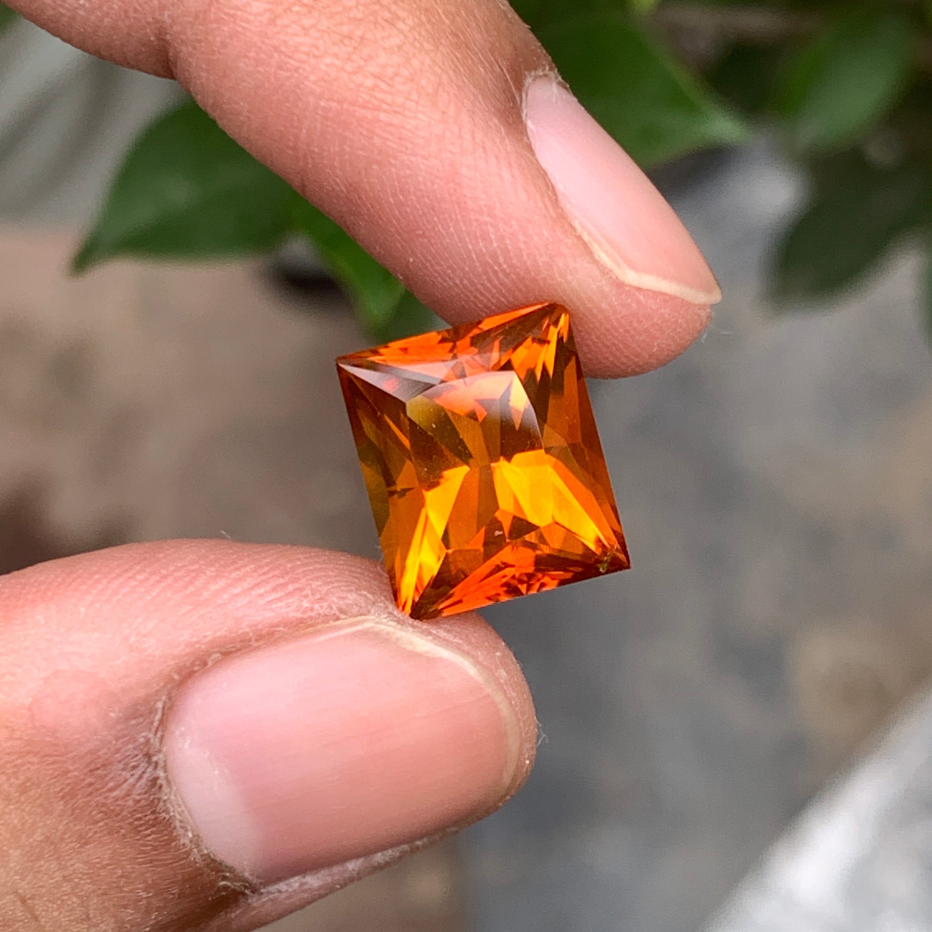 Mandarin Citrine Princess Cut