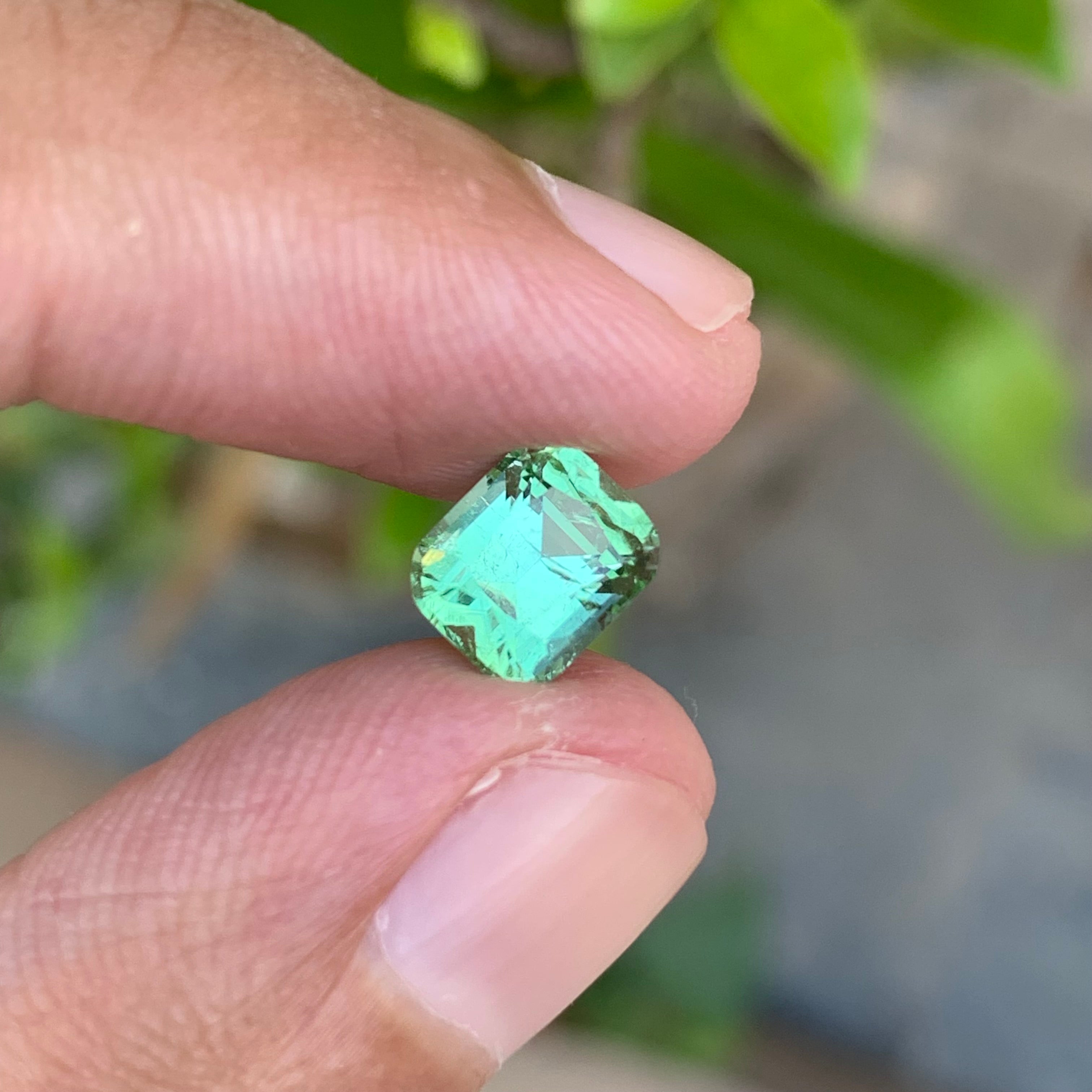 1.65 Carats Cushion Cut Mint Green Tourmaline - Natural Loose Gemstone For Jewelry Making