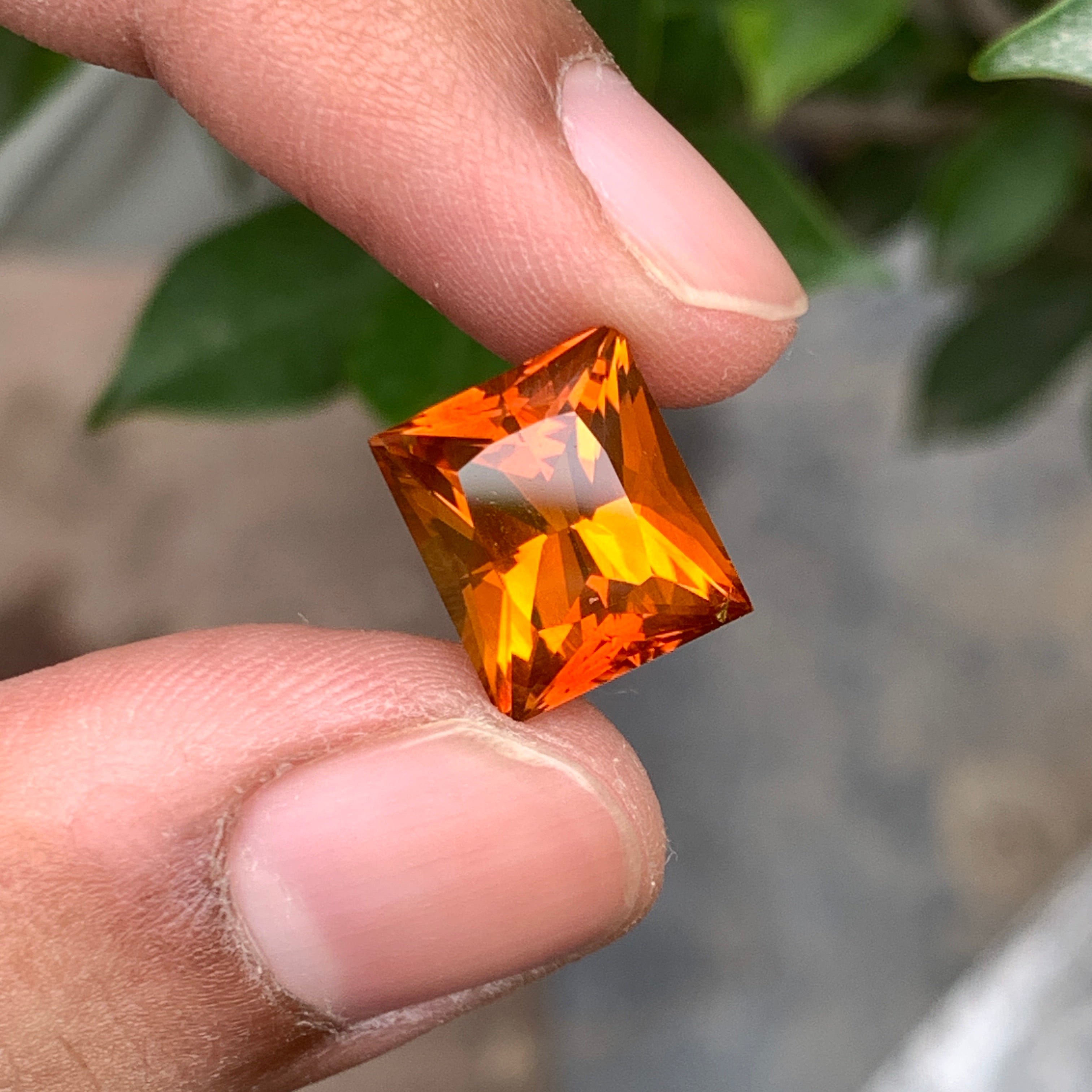 Mandarin Citrine Princess Cut