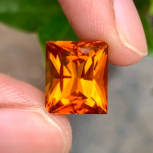Mandarin Citrine Princess Cut