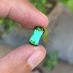2.70 Carats Bluish Green Tourmaline Emerald Shape - Natural Loose Gemstone For Jewelry Making
