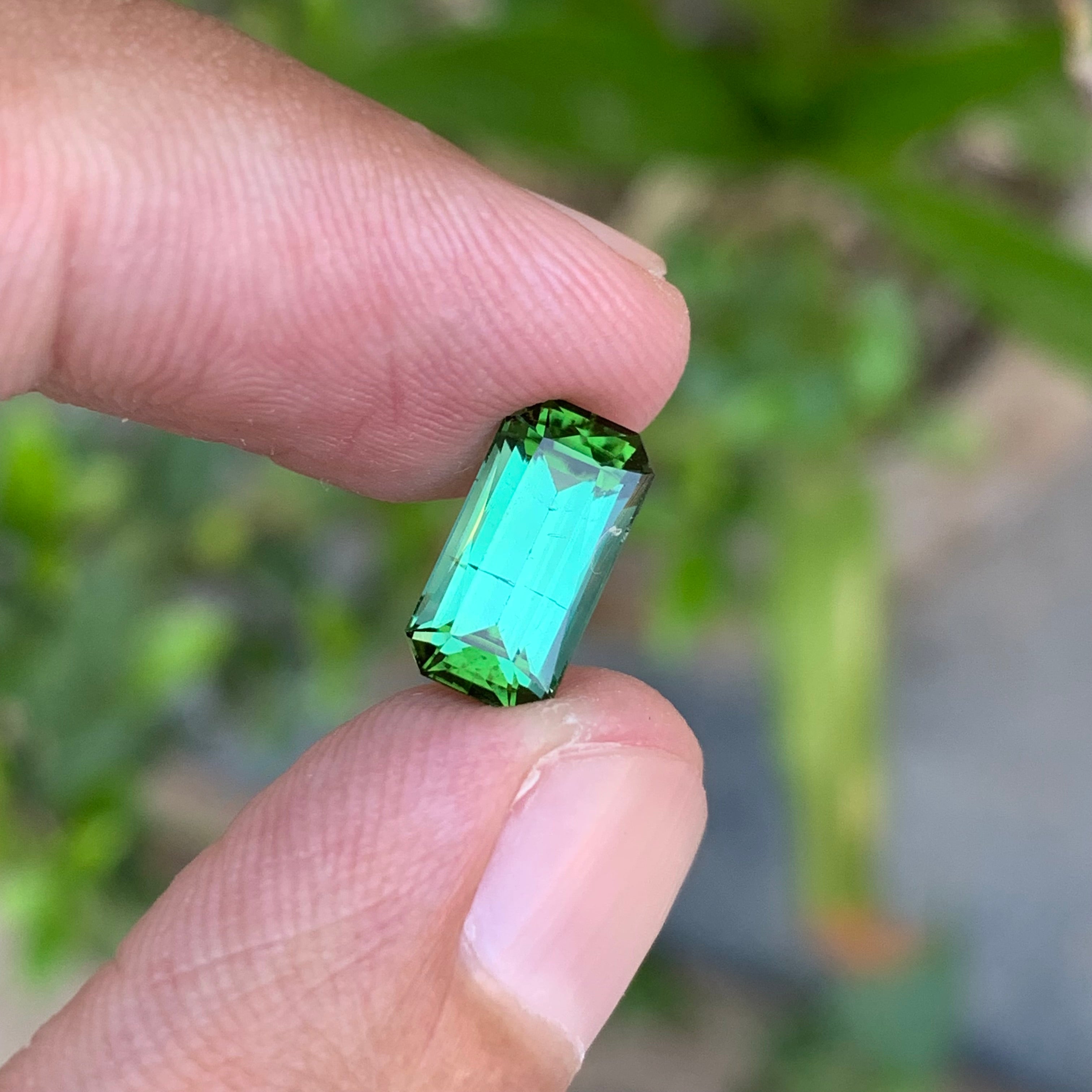 2.70 Carats Bluish Green Tourmaline Emerald Shape - Natural Loose Gemstone For Jewelry Making