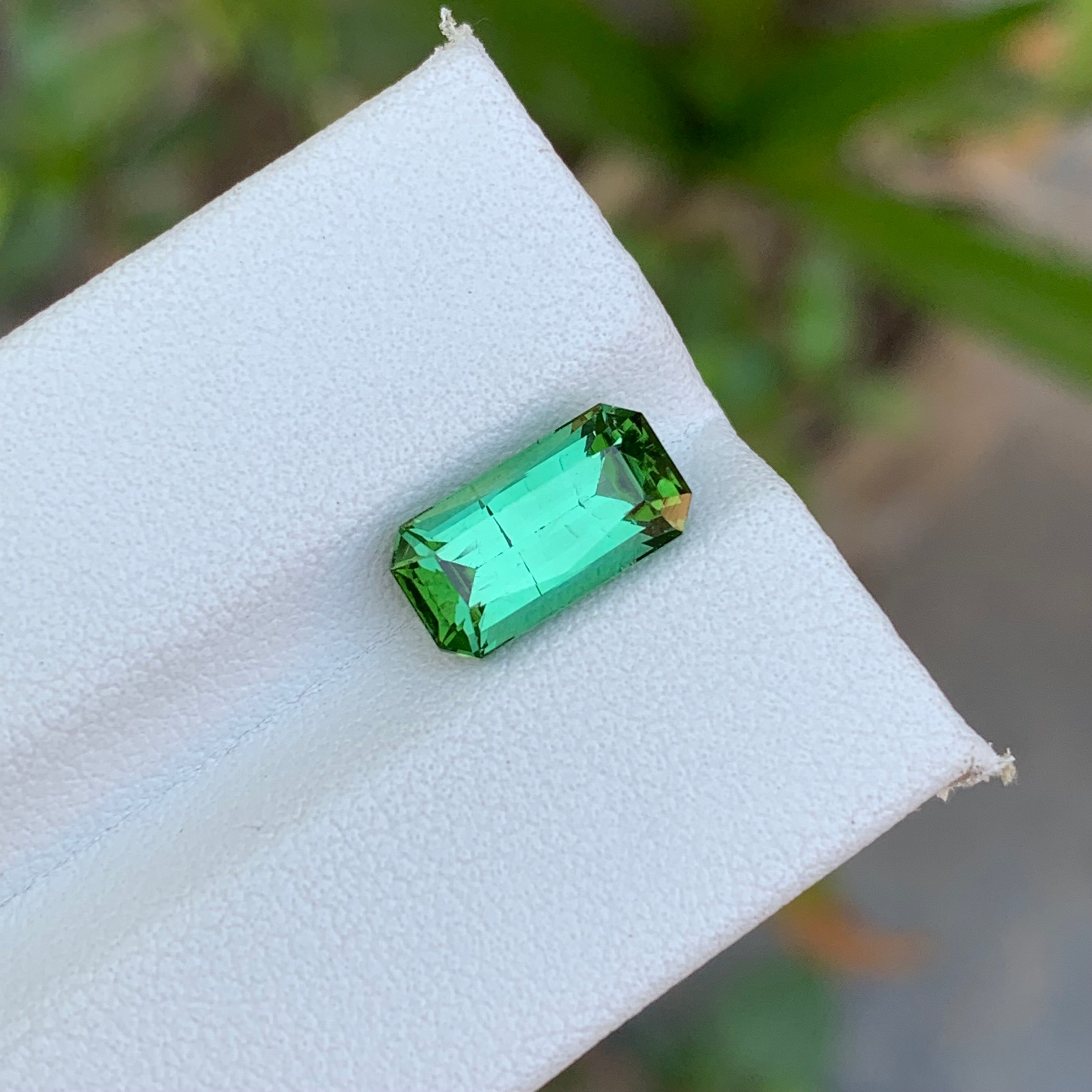 2.70 Carats Bluish Green Tourmaline Emerald Shape - Natural Loose Gemstone For Jewelry Making